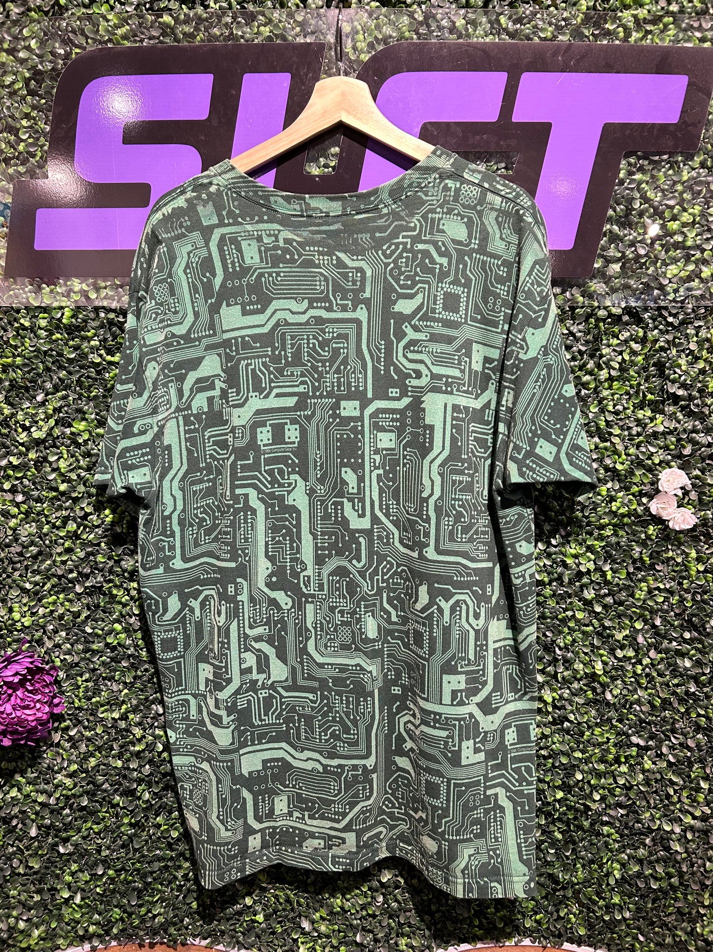1996 Computer Chip AOP T-Shirt. Size XL
