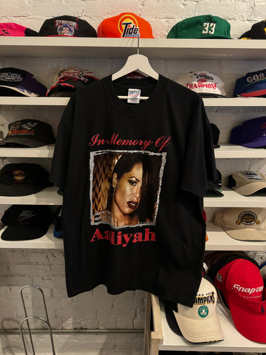 Vintage 2001 Aaliyah Memorial Rap T-Shirt Size XL