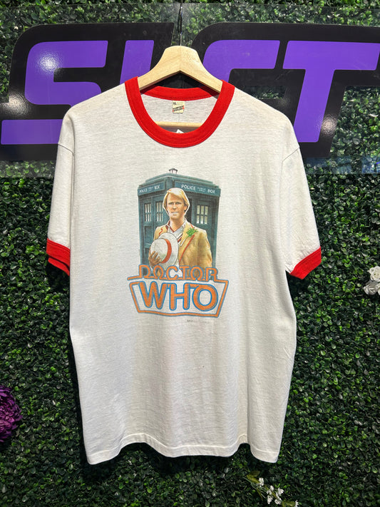 1983 Doctor Who Ringer T-Shirt. Size L/XL