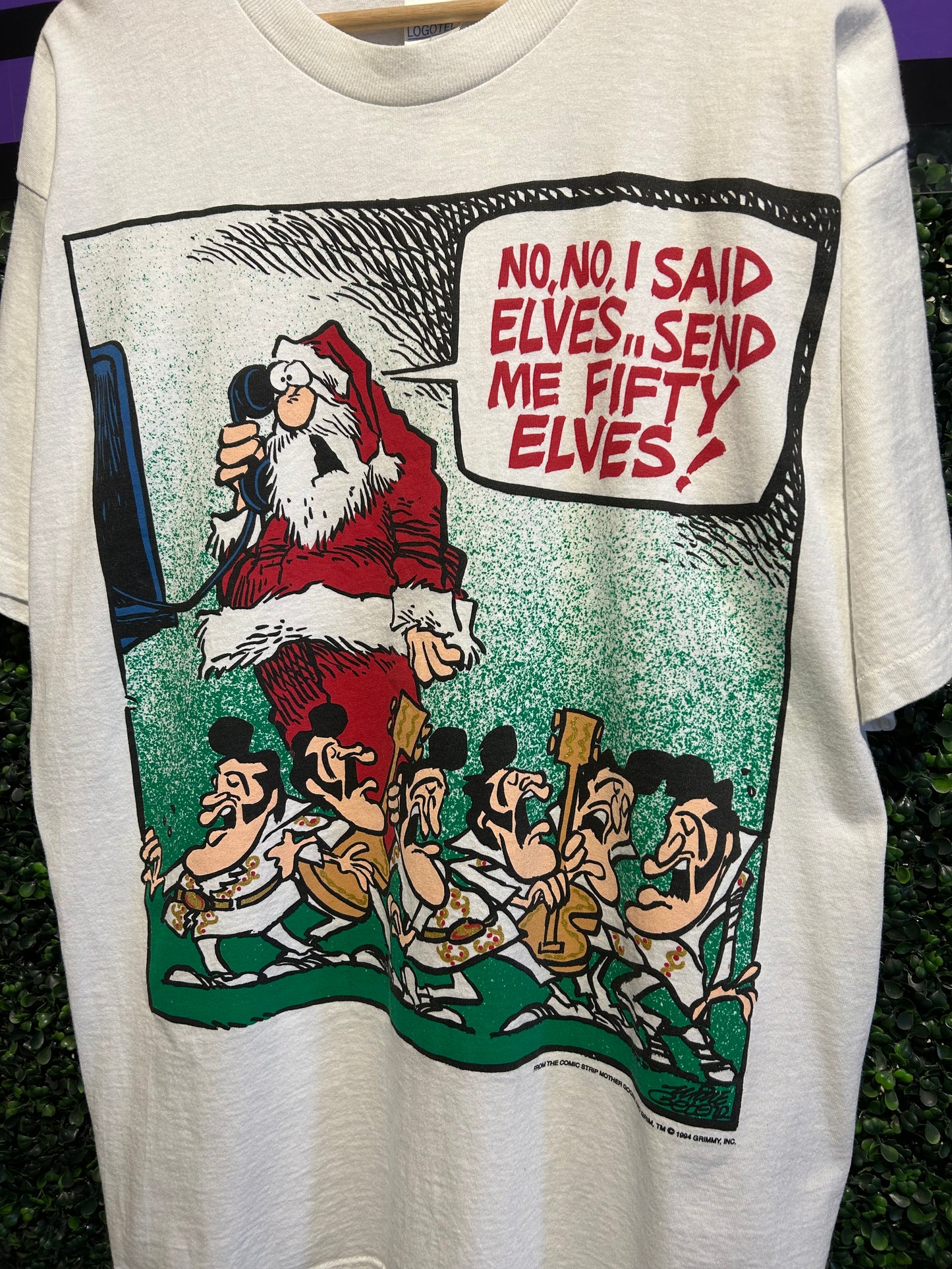 1994 Santa Fifty Elves Parody T-Shirt. Size XL