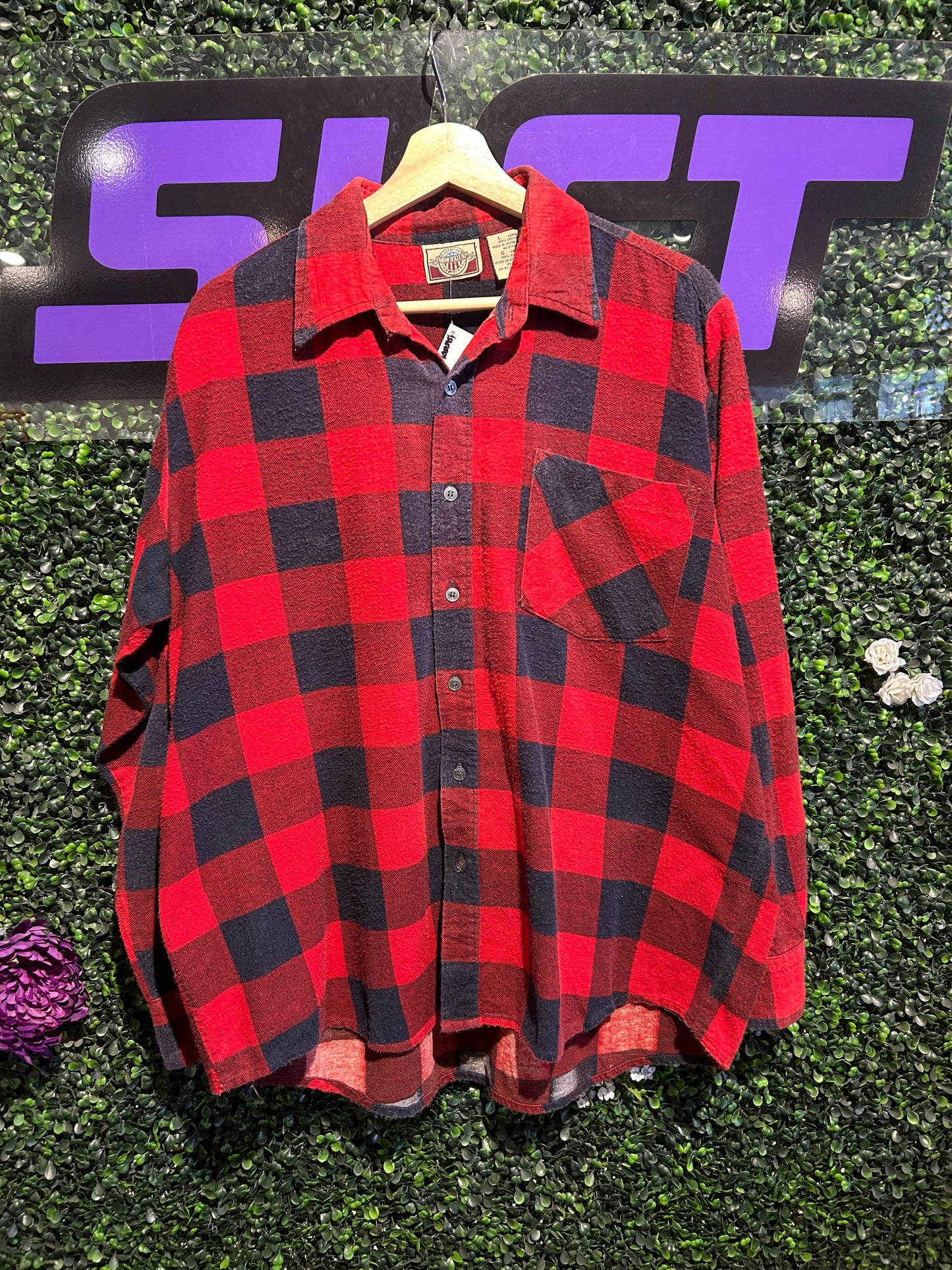 00s US Blues Button-Up Flannel Shirt. Size Large
