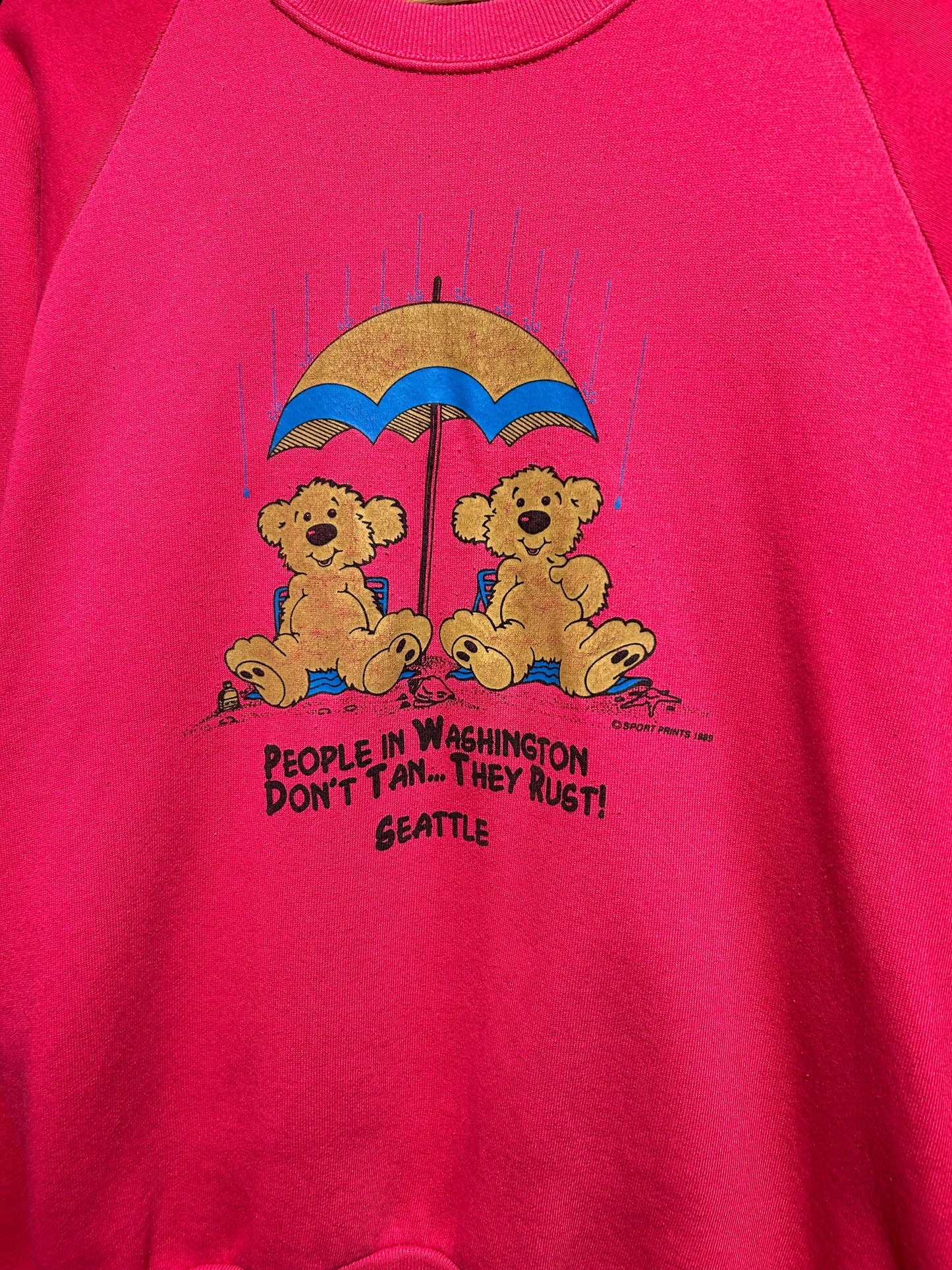 1989 People In Washington Don’t Tan… They Rust Seattle Crewneck. Size Large