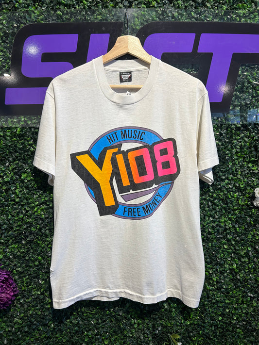 90s Y108 Radio Station T-Shirt. Size M/L