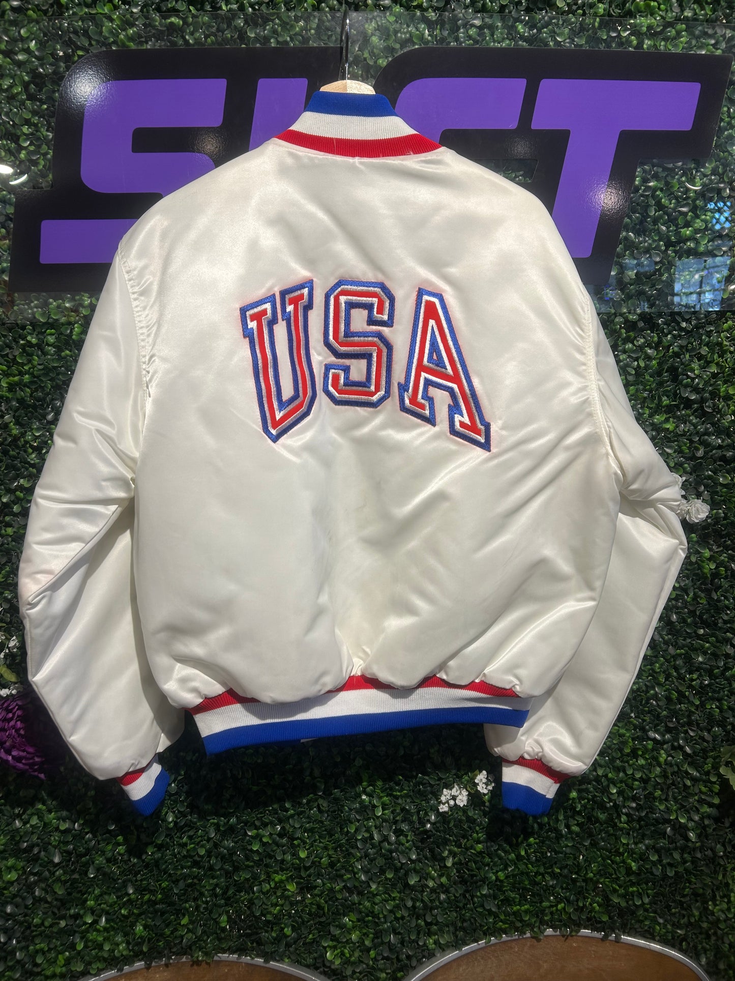 1984 GE USA Baseball Satin Jacket. Size Large