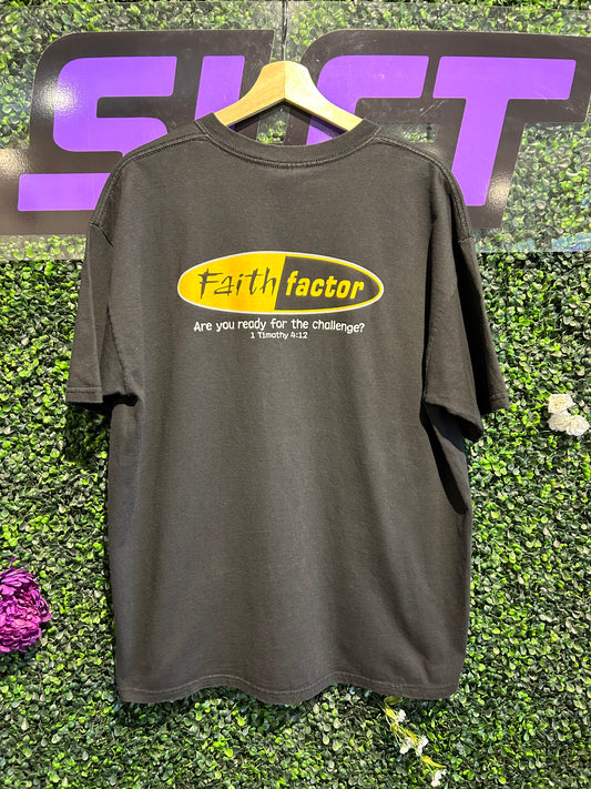 00s Faith Factor Parody T-Shirt. Size XL