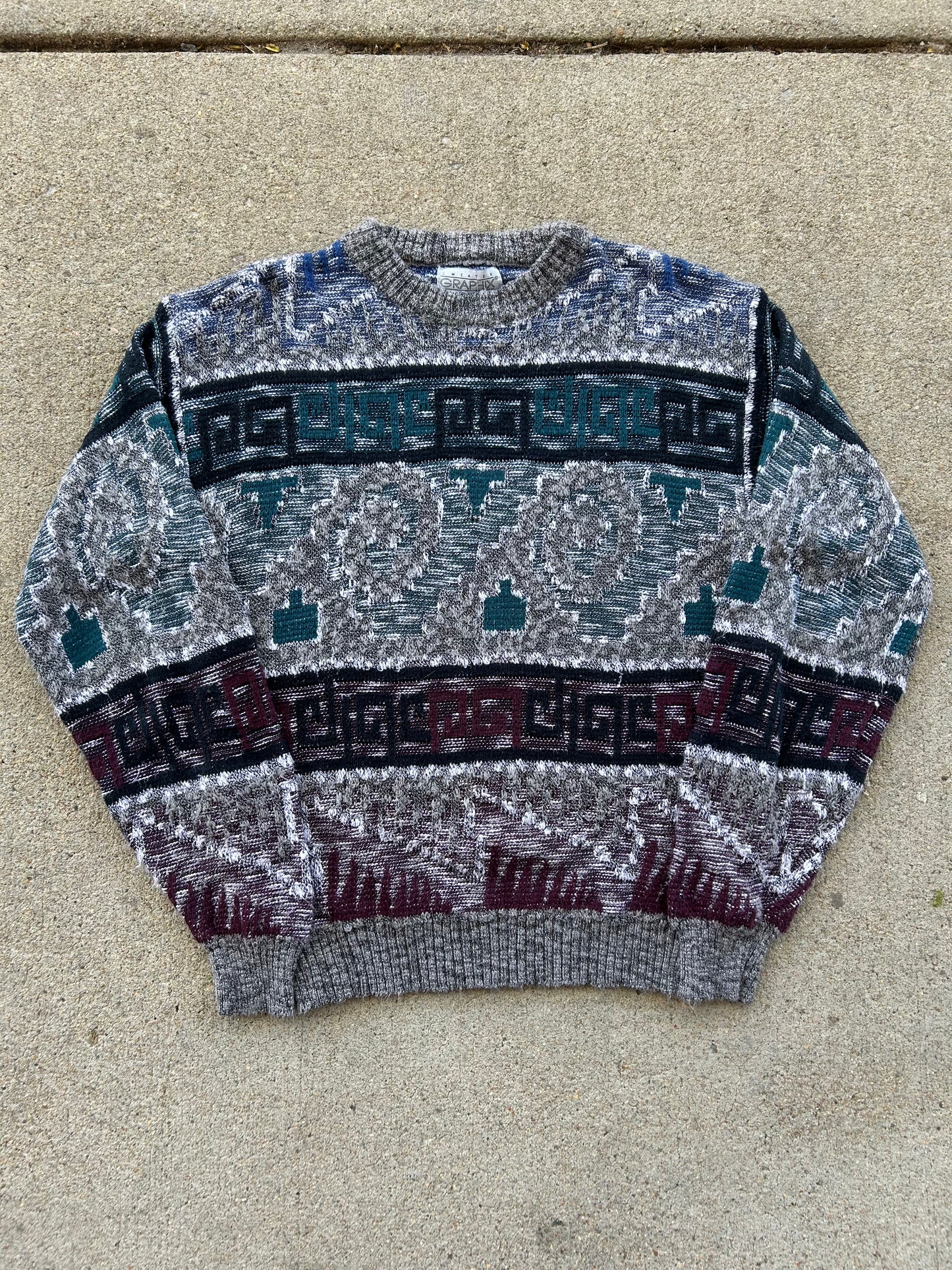 Vintage Coogi-Style Knit Sweater. Size Medium