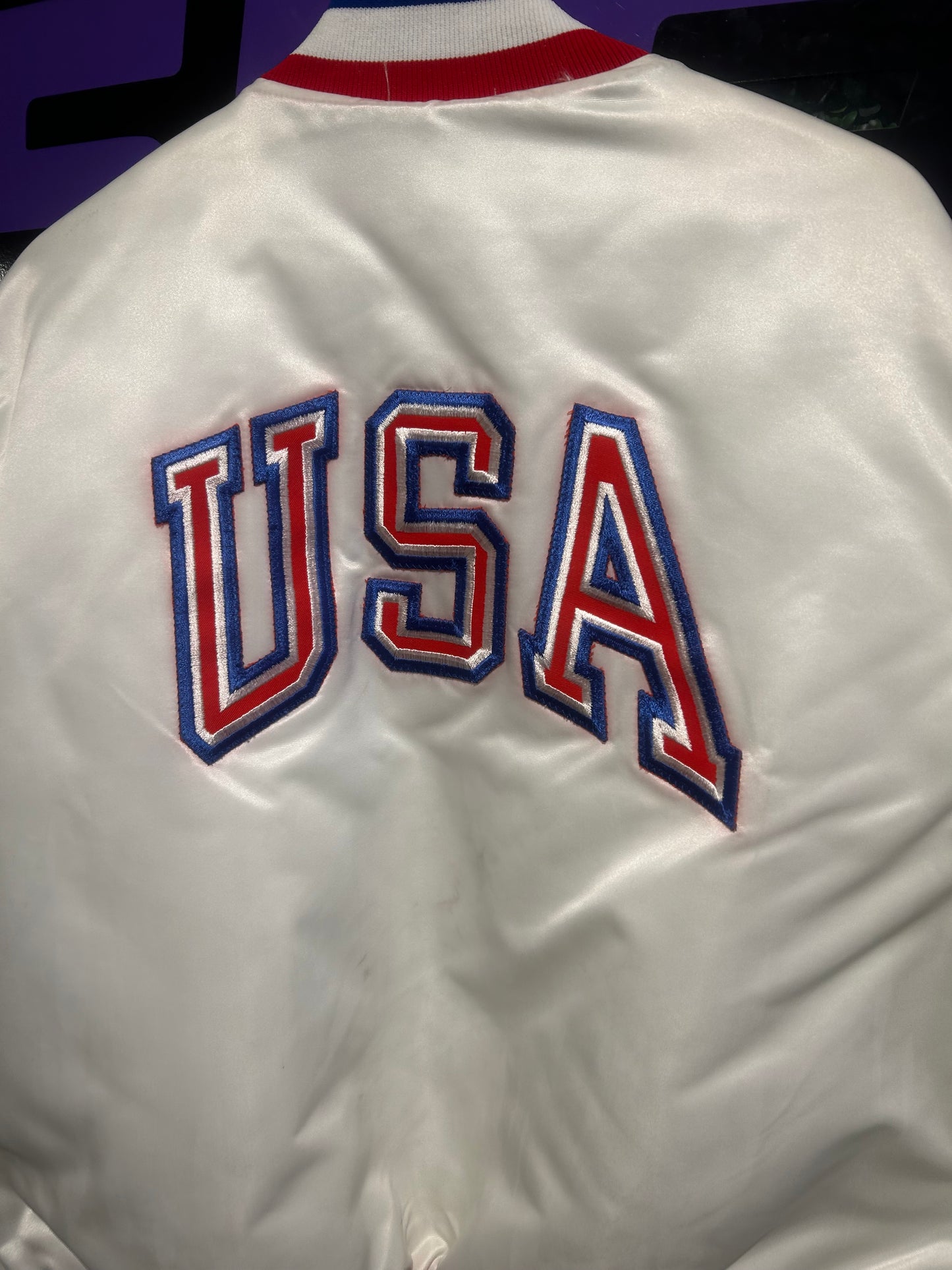 1984 GE USA Baseball Satin Jacket. Size Large