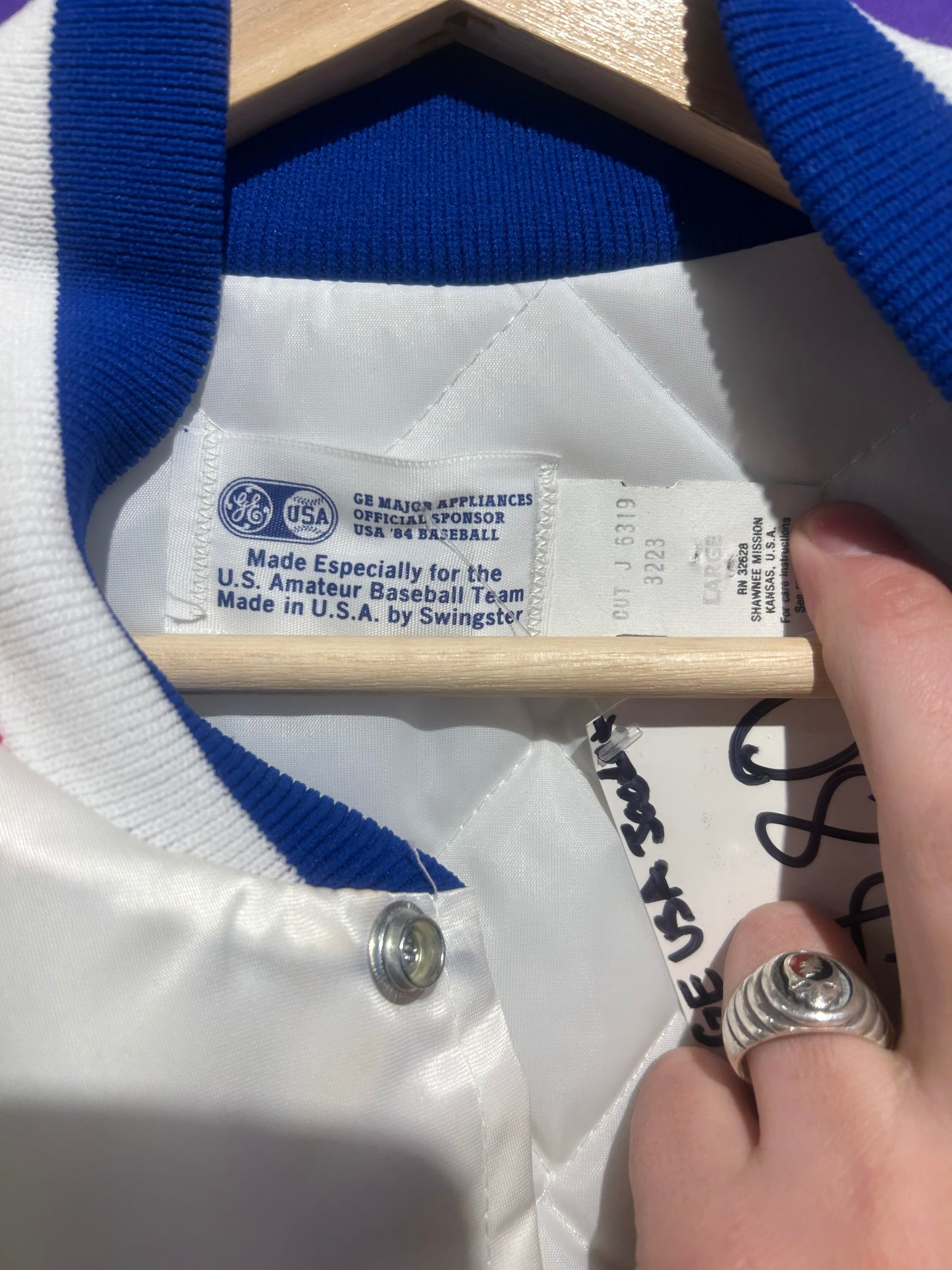 1984 GE USA Baseball Satin Jacket. Size Large