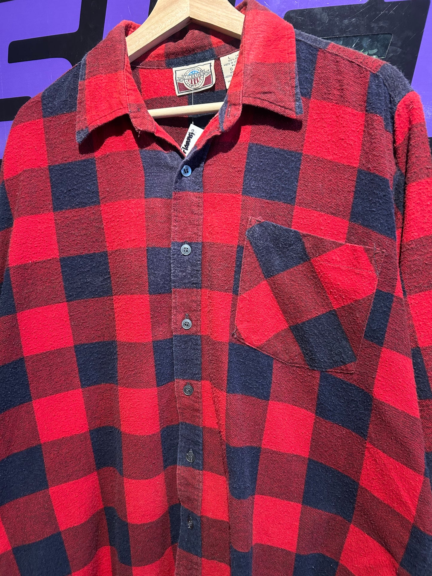 00s US Blues Button-Up Flannel Shirt. Size Large
