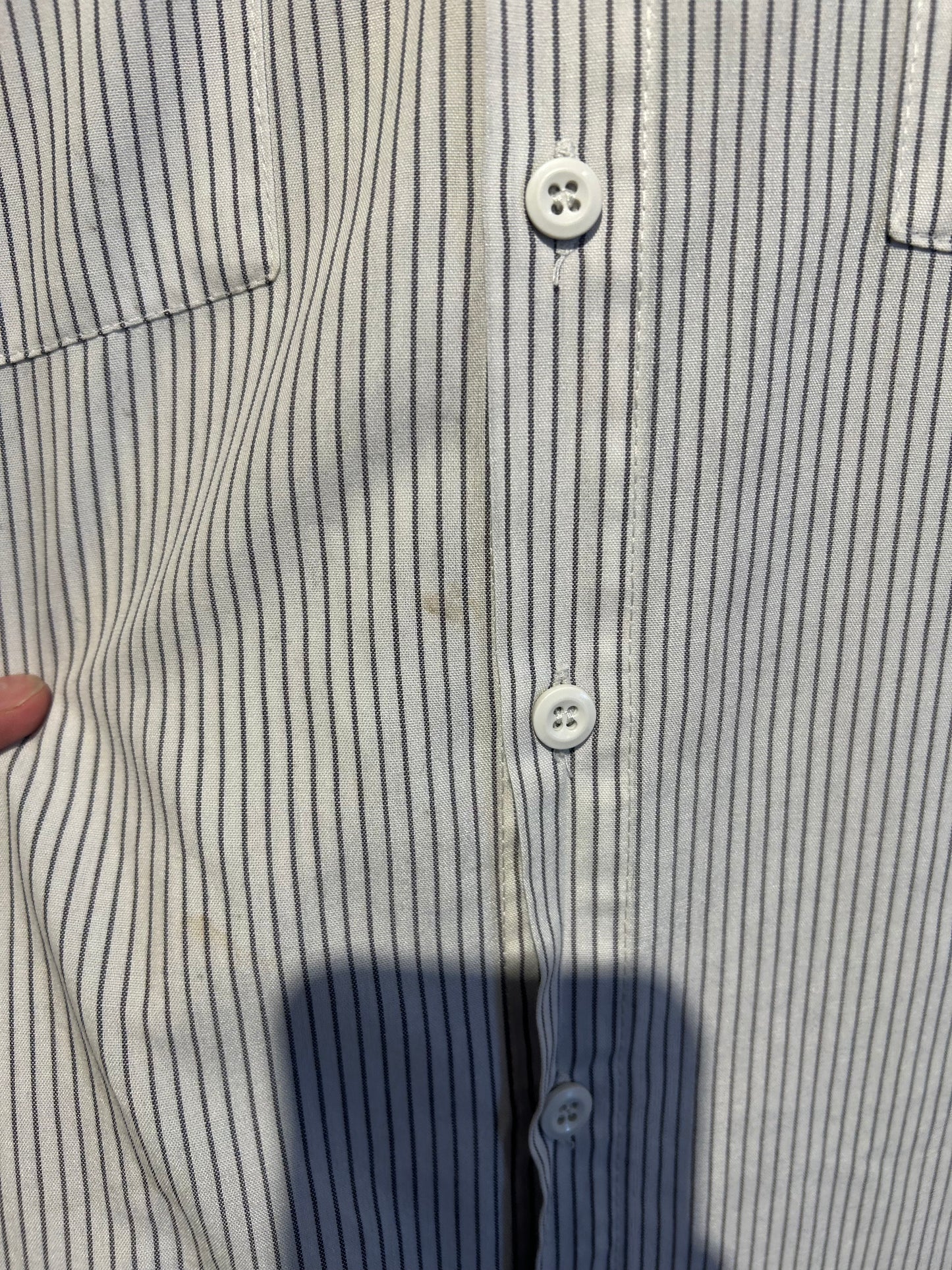 Vintage Striped Button-Up Work Shirt. Size Large