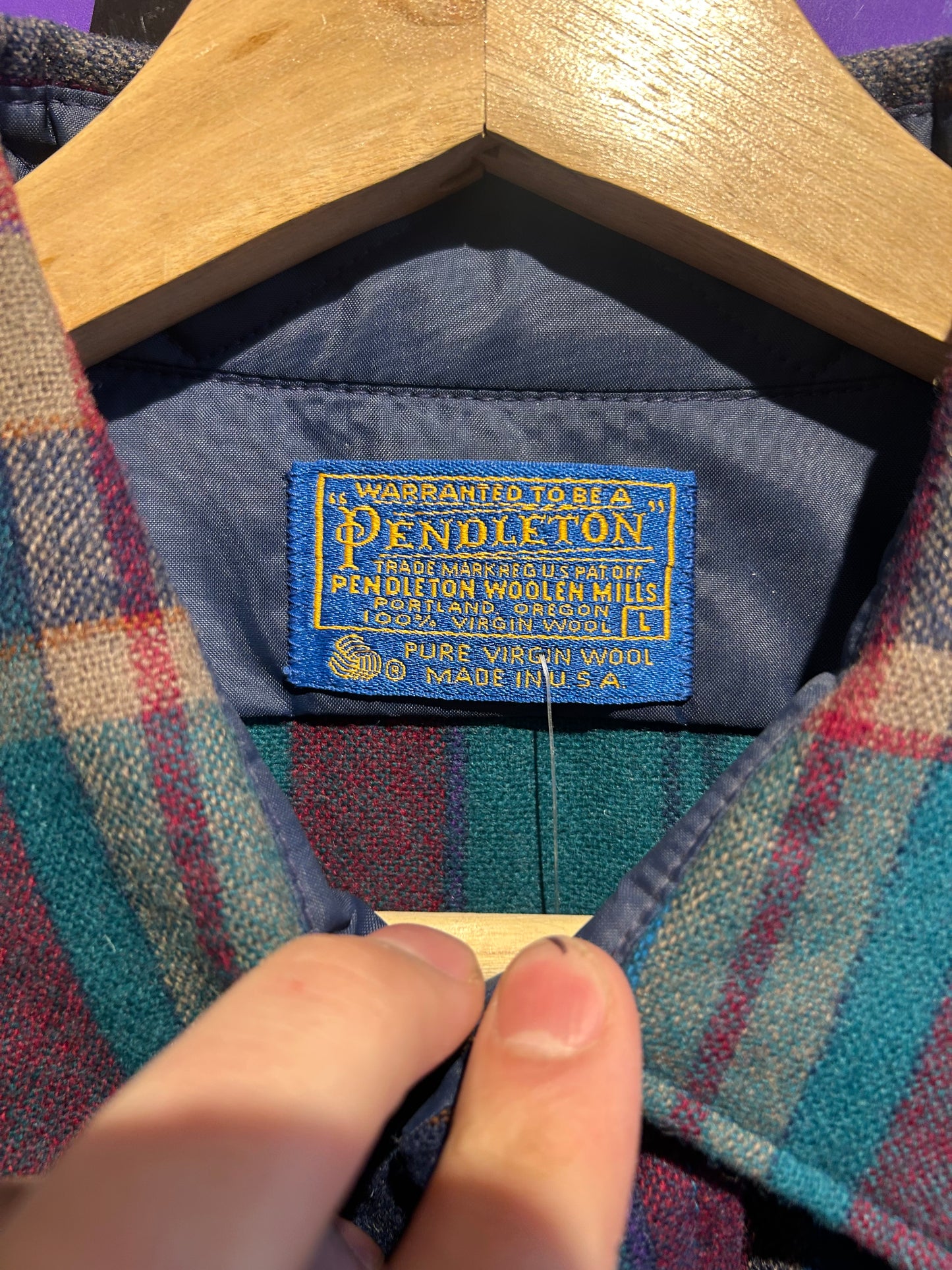 Vintage Pendleton Wool Button-Up Flannel Shirt. Size L/XL