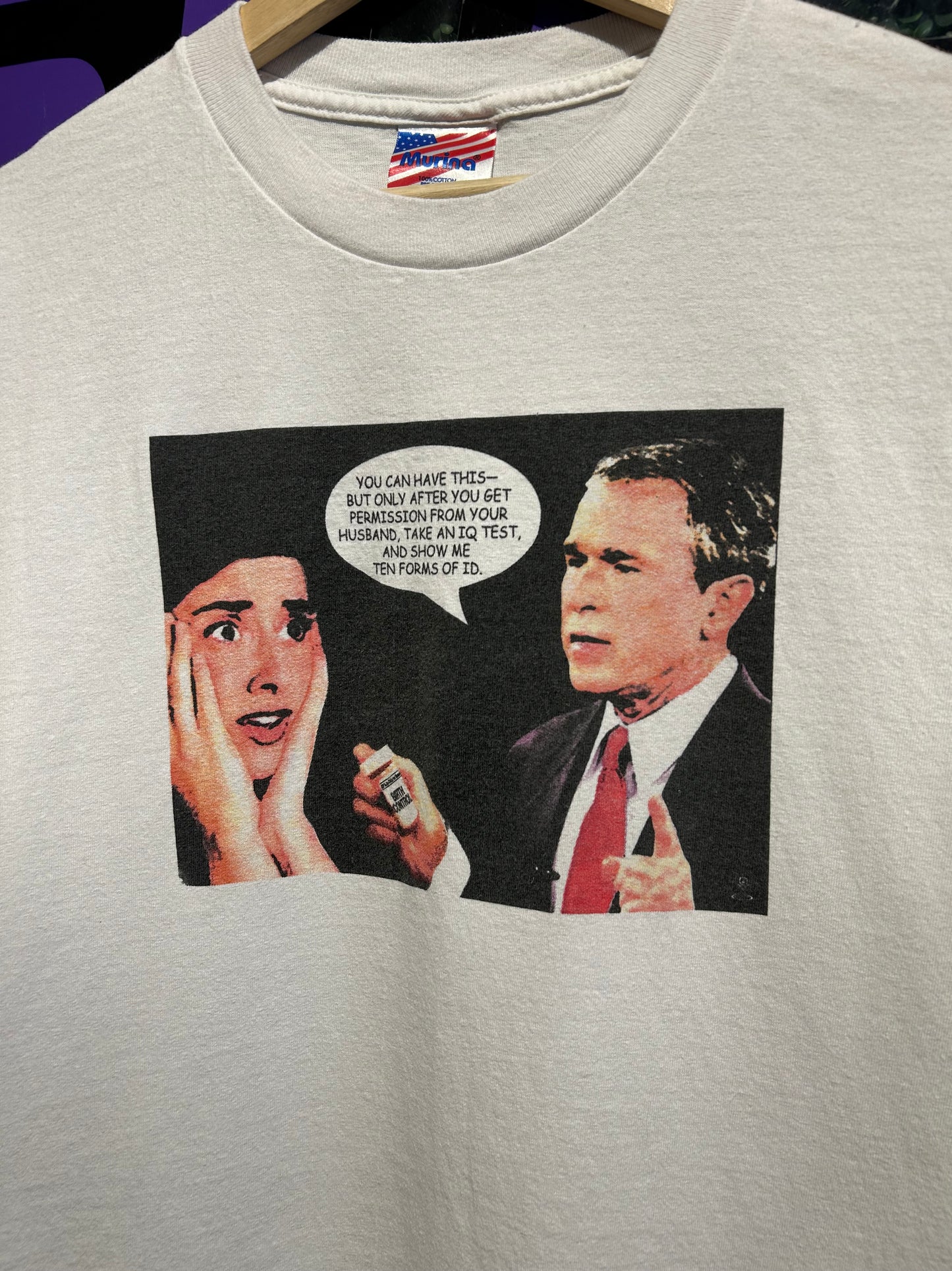 2004 George W Bush Pro-Choice Birth Control T-Shirt. Size Large