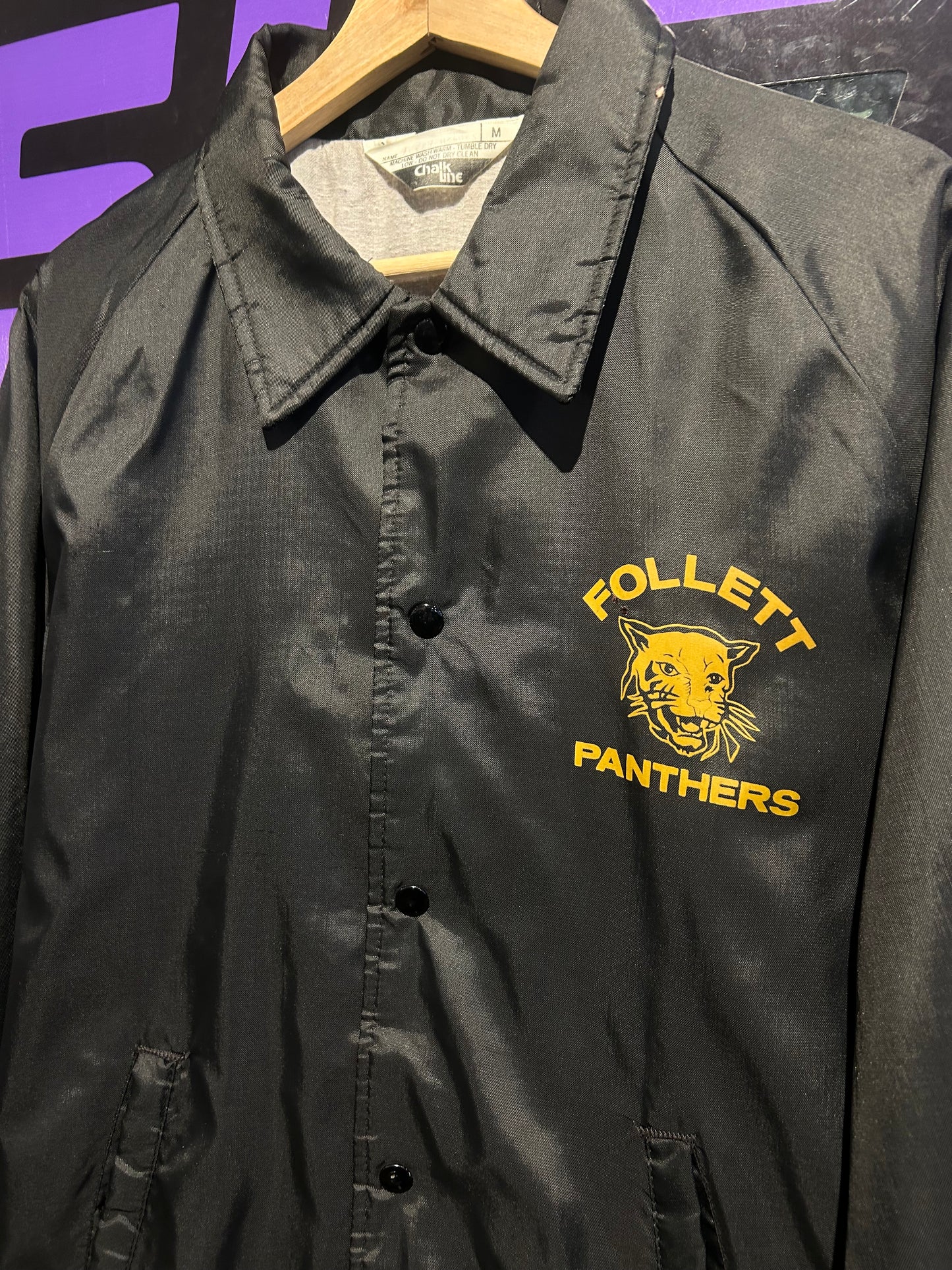 80s Follett Panthers Chalk Line Jacket. Size M/L