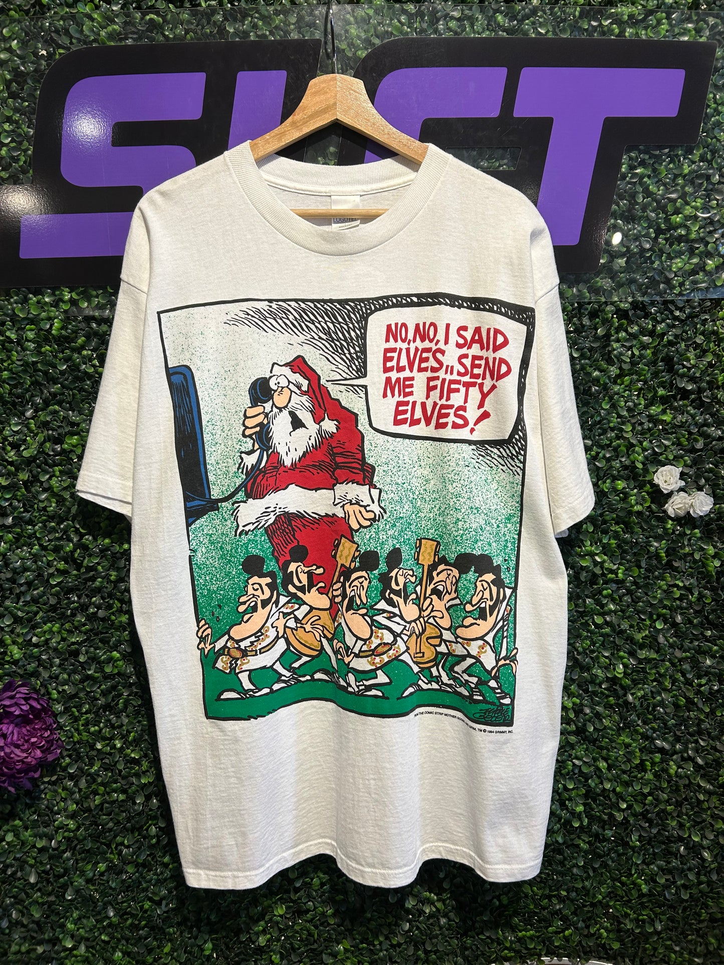 1994 Santa Fifty Elves Parody T-Shirt. Size XL