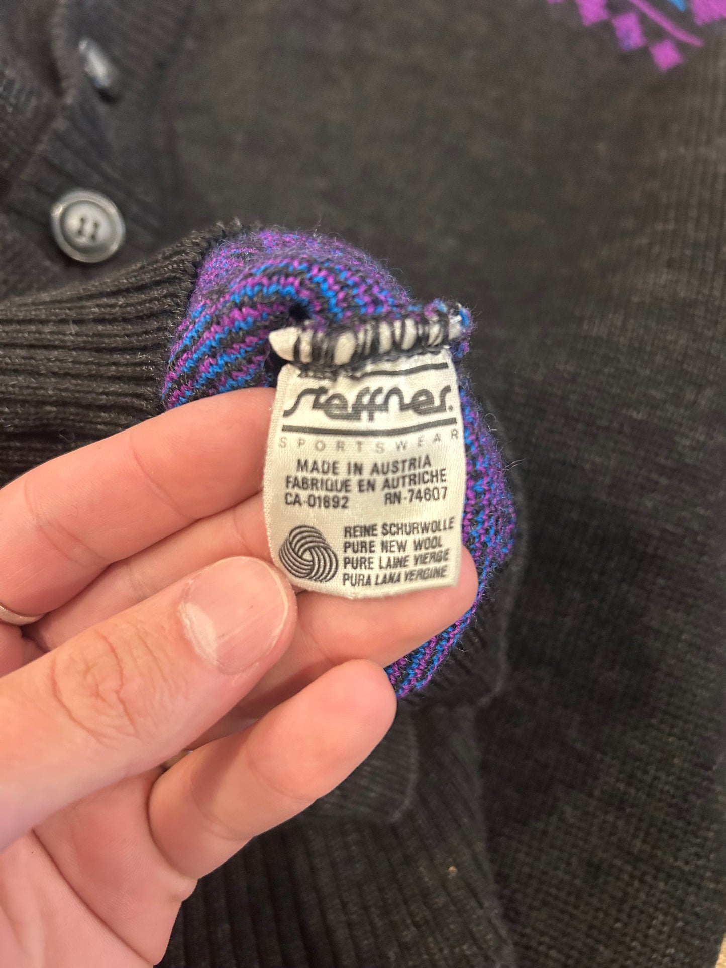 Vintage Steffnes Wool Button-Up Knit Sweater. Size M/L