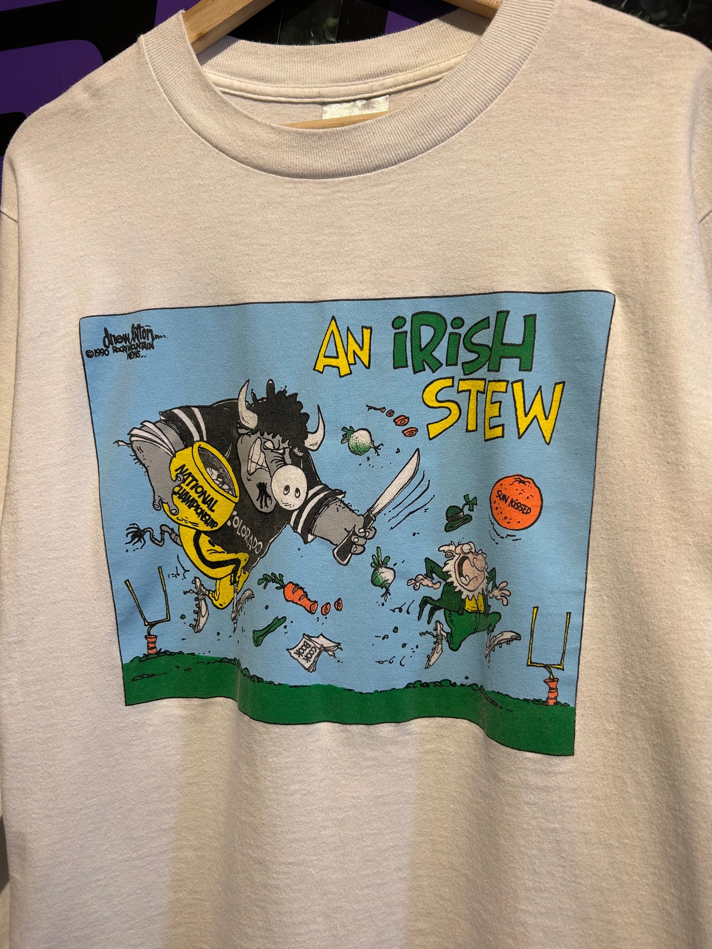 1990 Colorado Buffaloes Football ‘An Irish Stew’ Comic LS Shirt. Size M/L