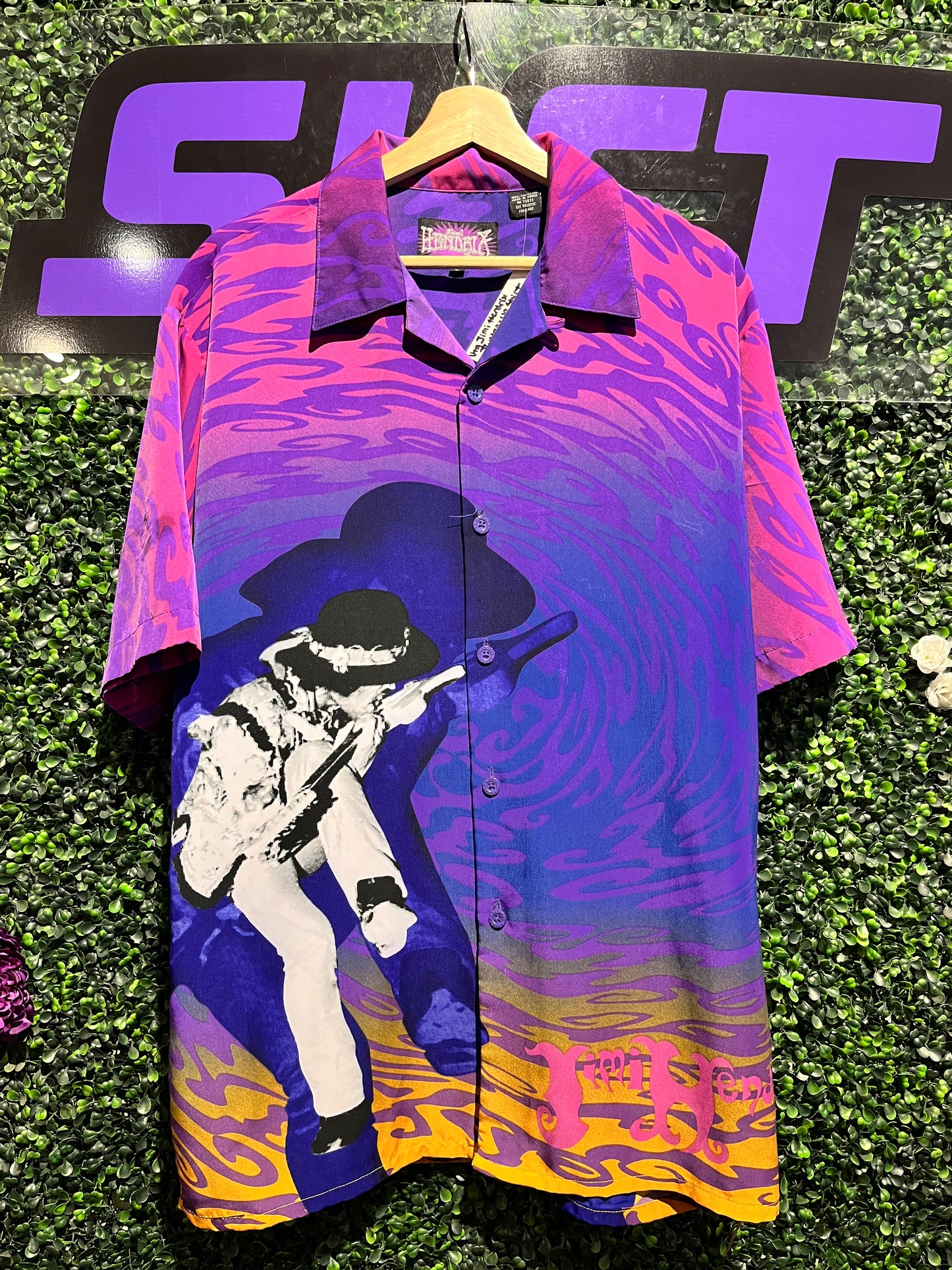 Vintage Jimi Hendrix Psychedelic Button-Up Shirt. Size Large