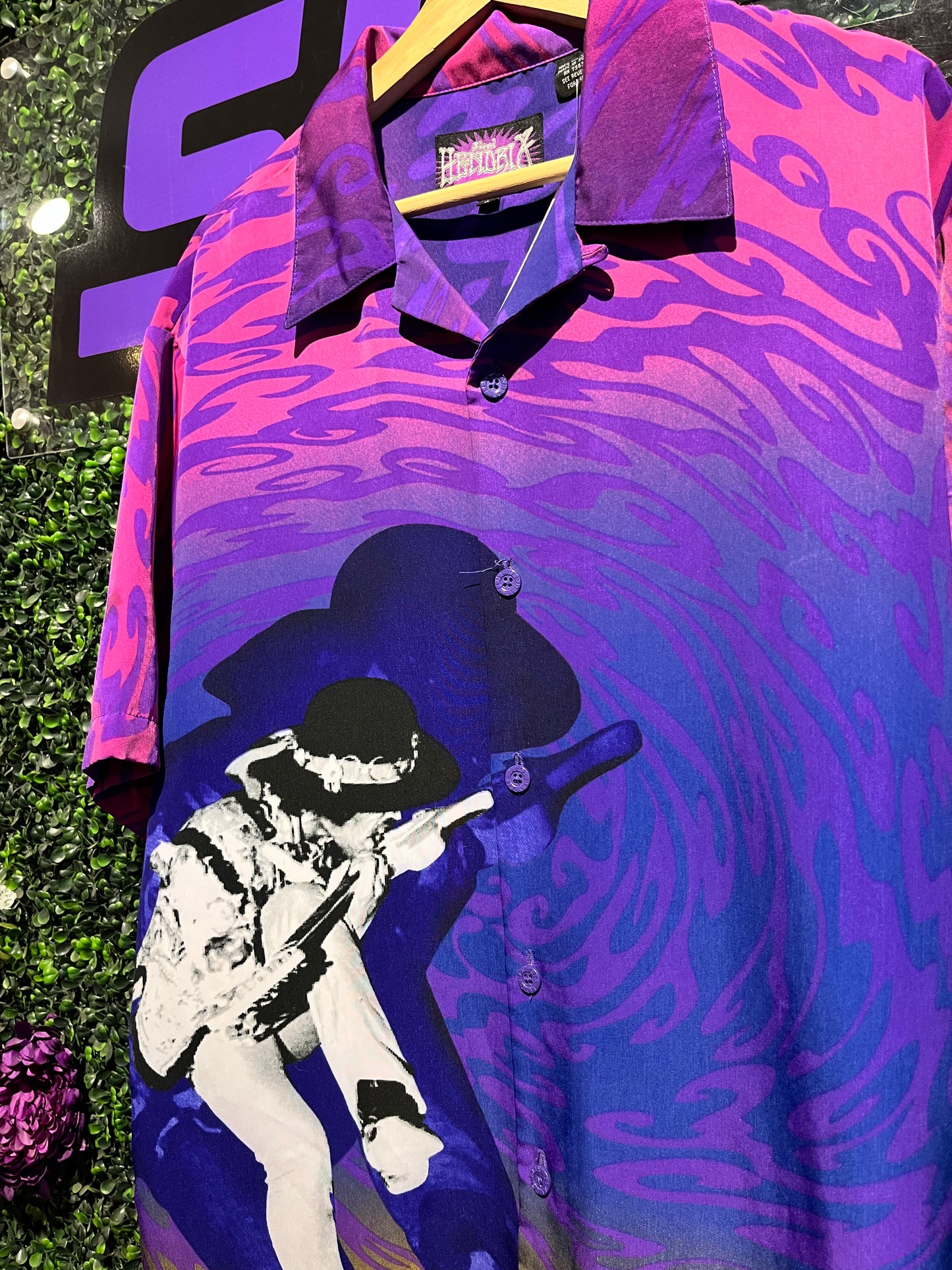 Vintage Jimi Hendrix Psychedelic Button-Up Shirt. Size Large