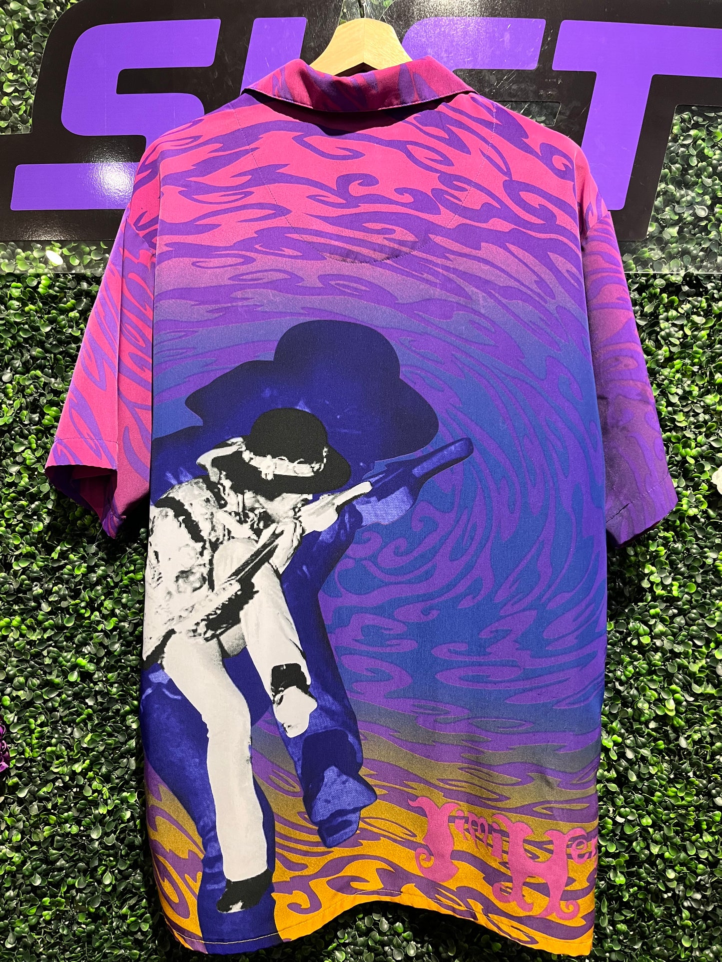 Vintage Jimi Hendrix Psychedelic Button-Up Shirt. Size Large