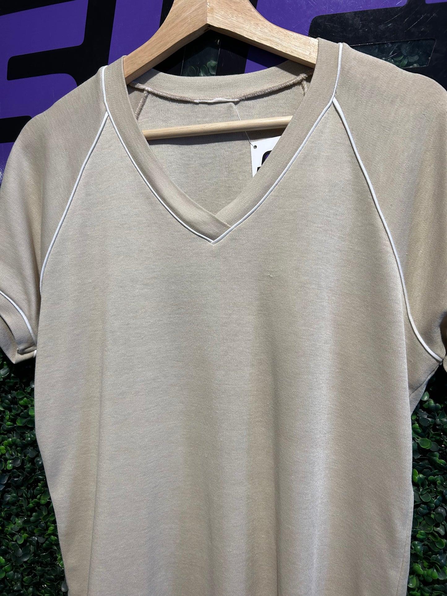 Vintage V-Neck Ringer Shirt. Size S/M