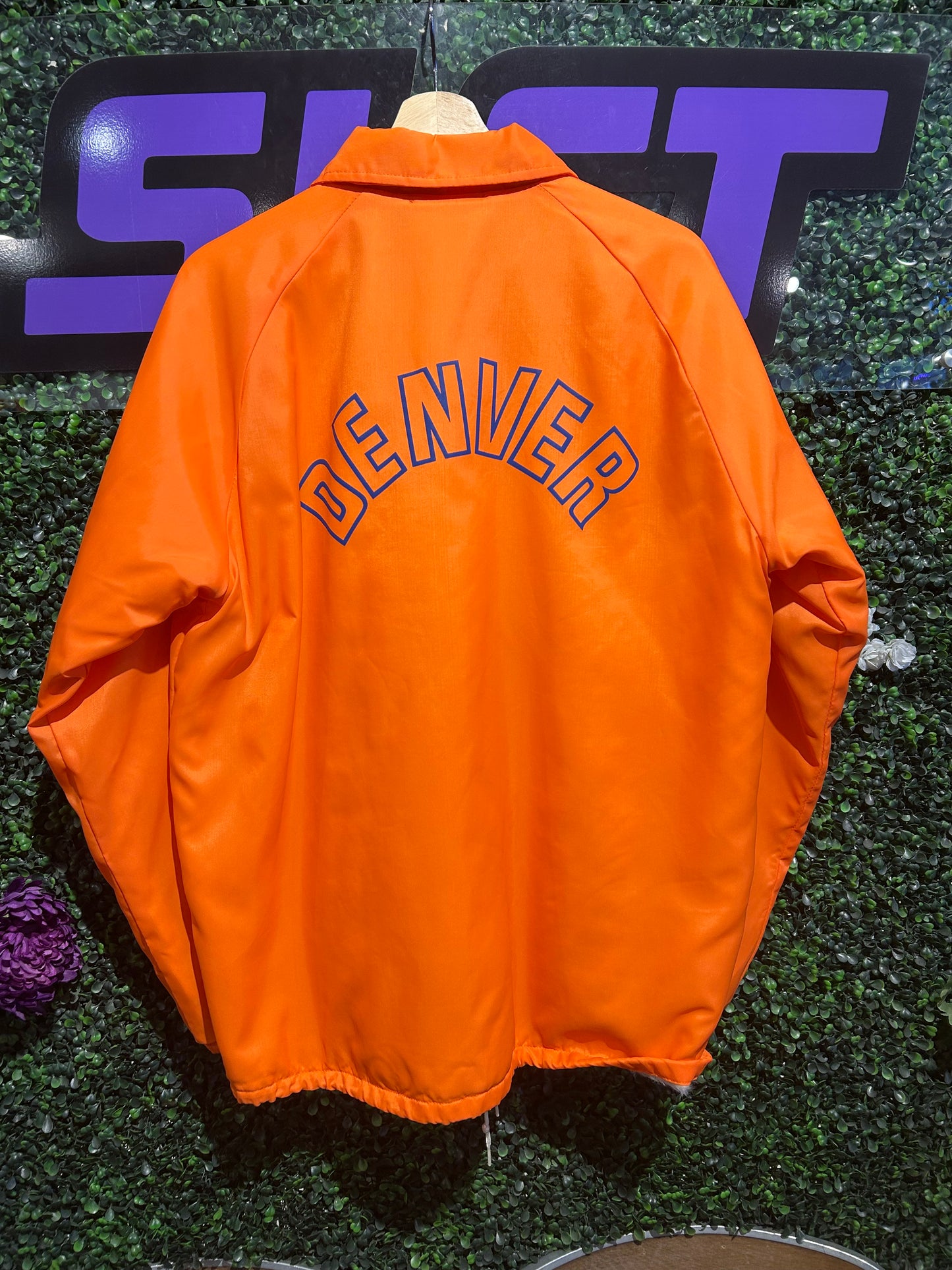 80s Denver Broncos Chalk-Line Button-Up Jacket. Size M/L