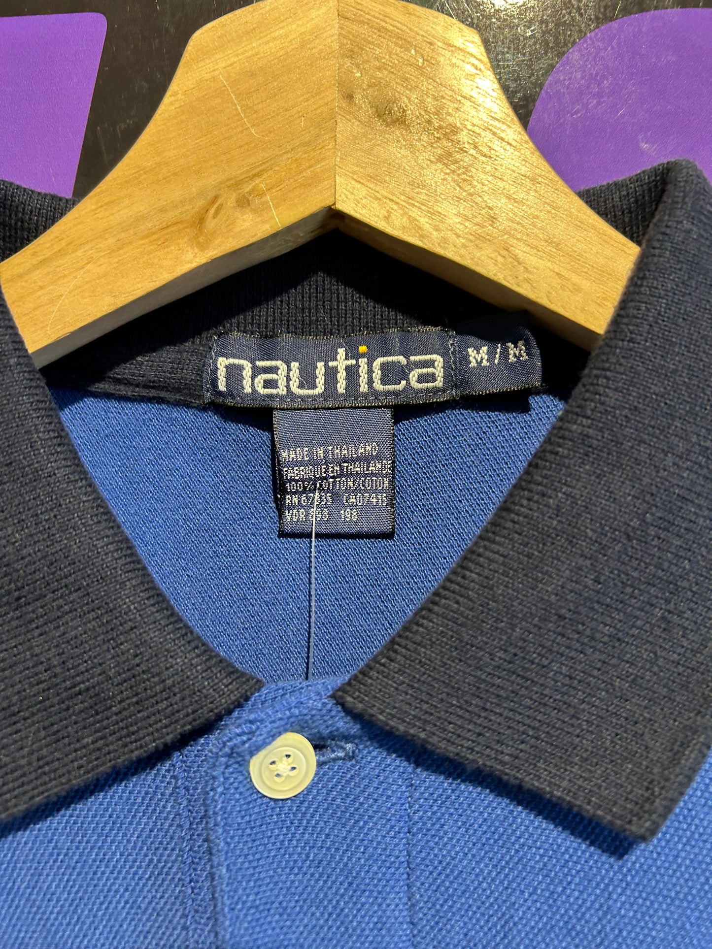 Vintage Nautica Striped Polo Shirt. Size Large