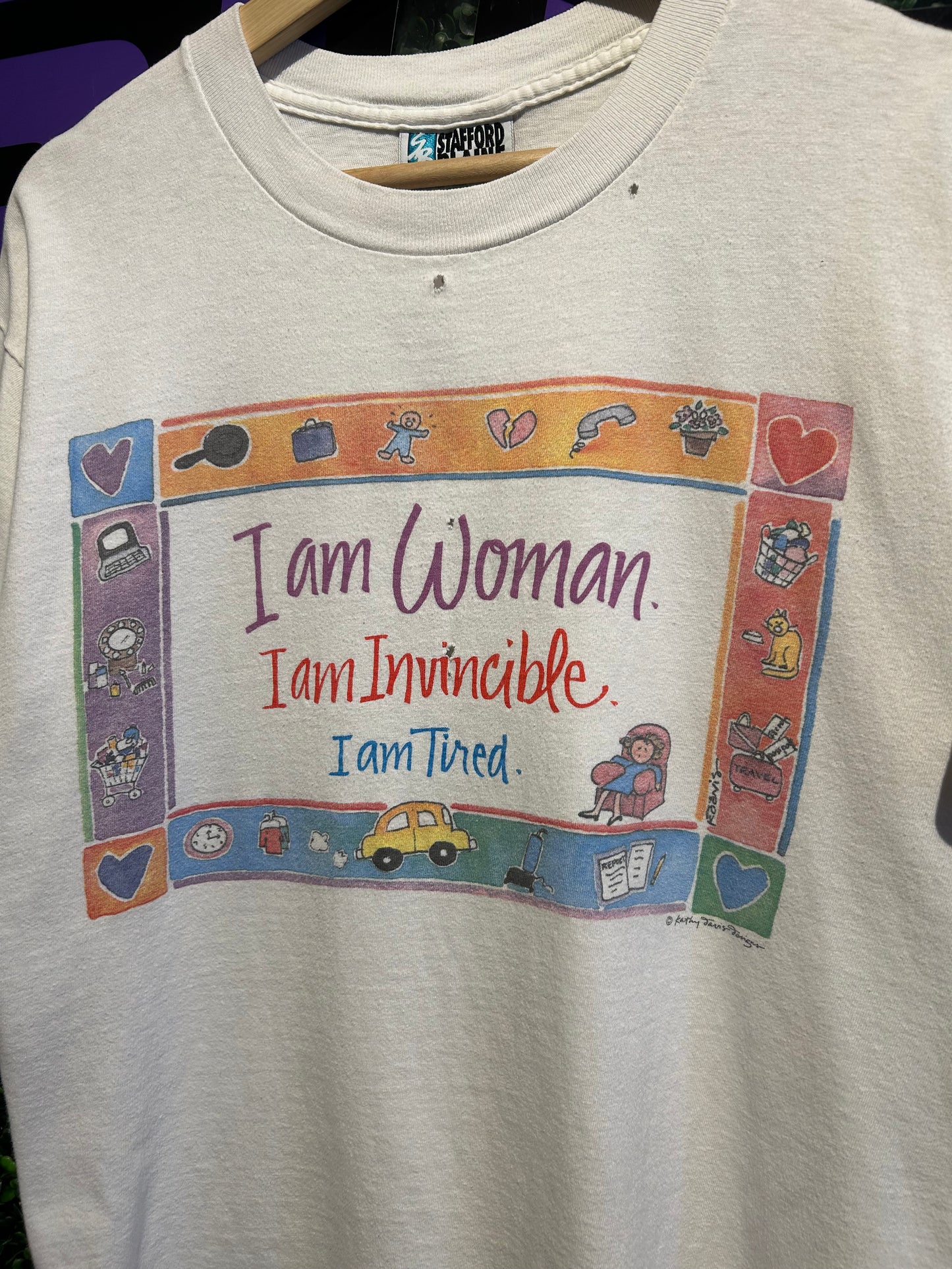 90s I Am Woman. I Am Invincible. I Am Tired T-Shirt. Size Large
