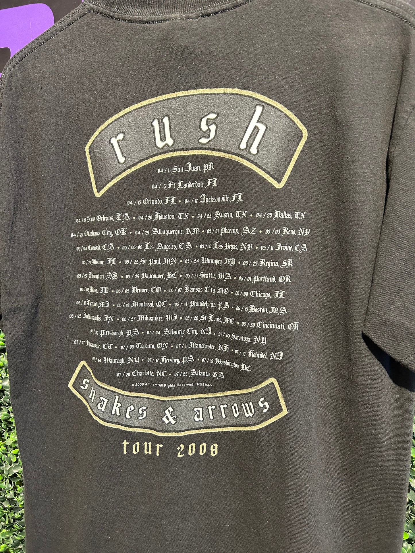 2008 Rush Snakes & Arrows Tour T-Shirt. Size Medium