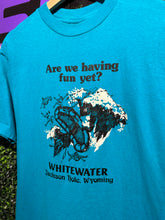 80s Jackson Hole Having Fun Yet Whitewater Rafting T-Shirt. Size M/L