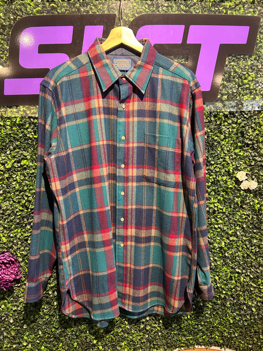 Vintage Pendleton Wool Button-Up Flannel Shirt. Size L/XL