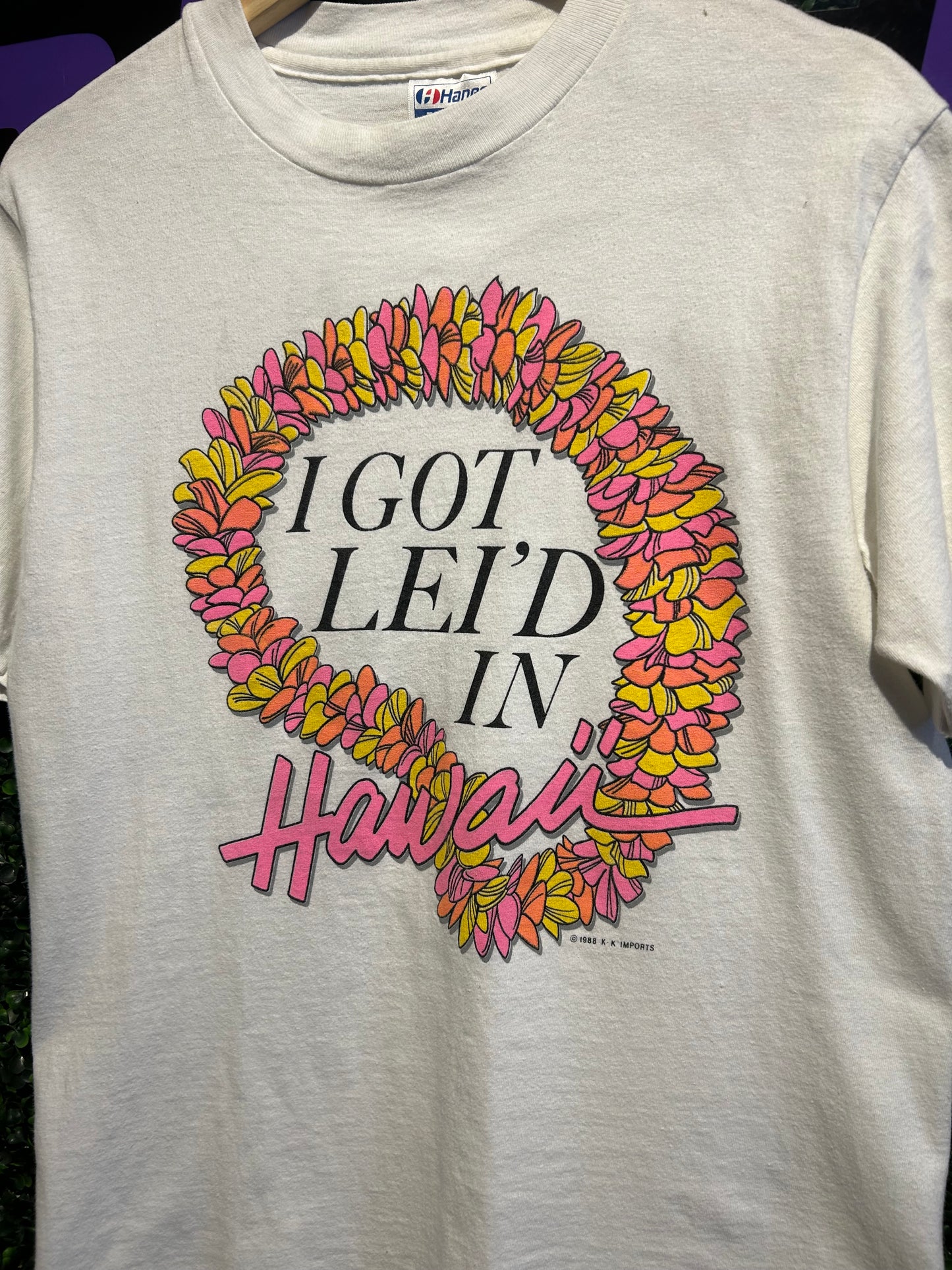 1988 I Got Lei’d In Hawaii T-Shirt. Size Medium