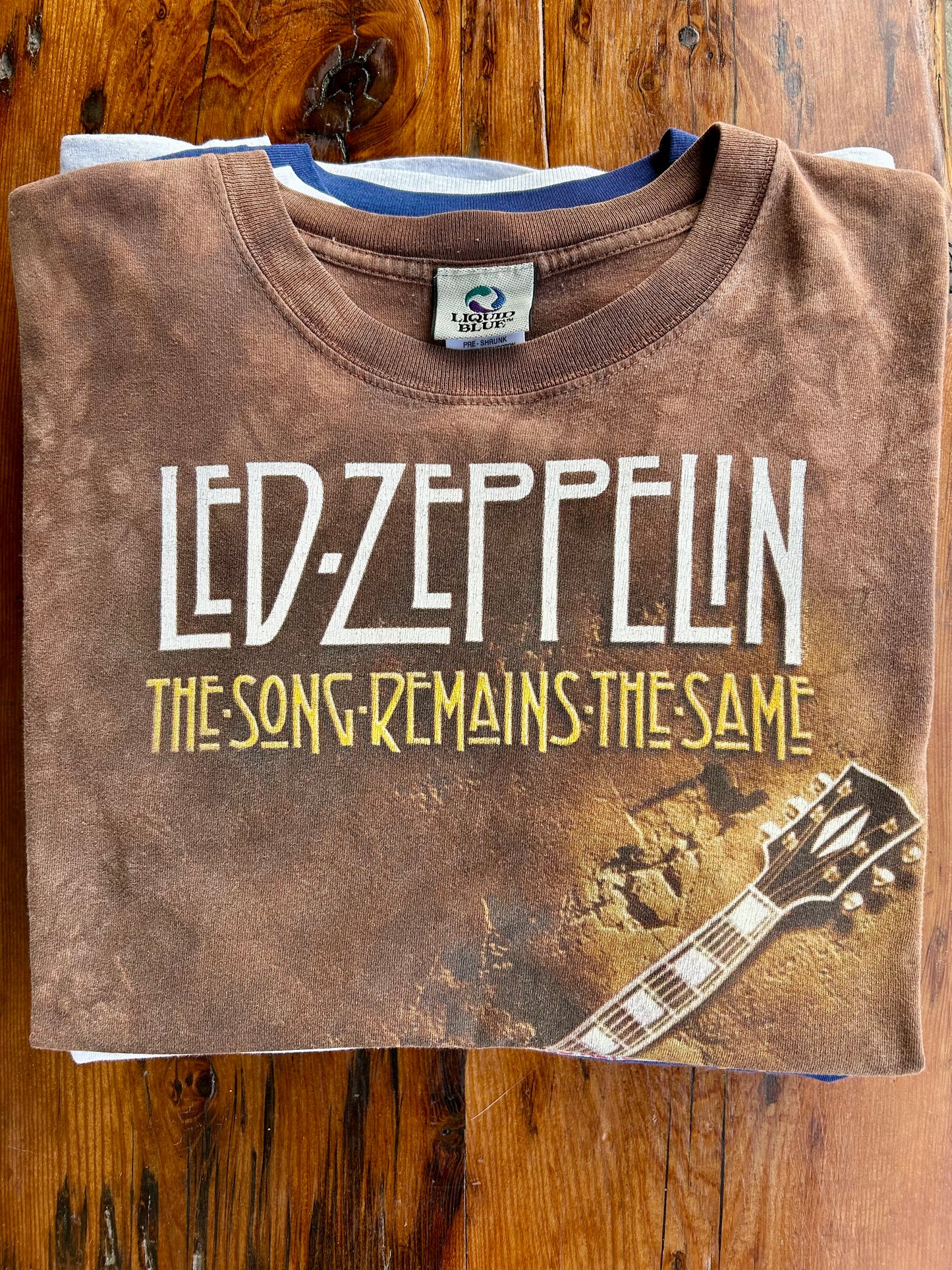 00s Led Zeppelin The Song Remains The Same Liquid Blue Tie-Dye T-Shirt. Size Medium
