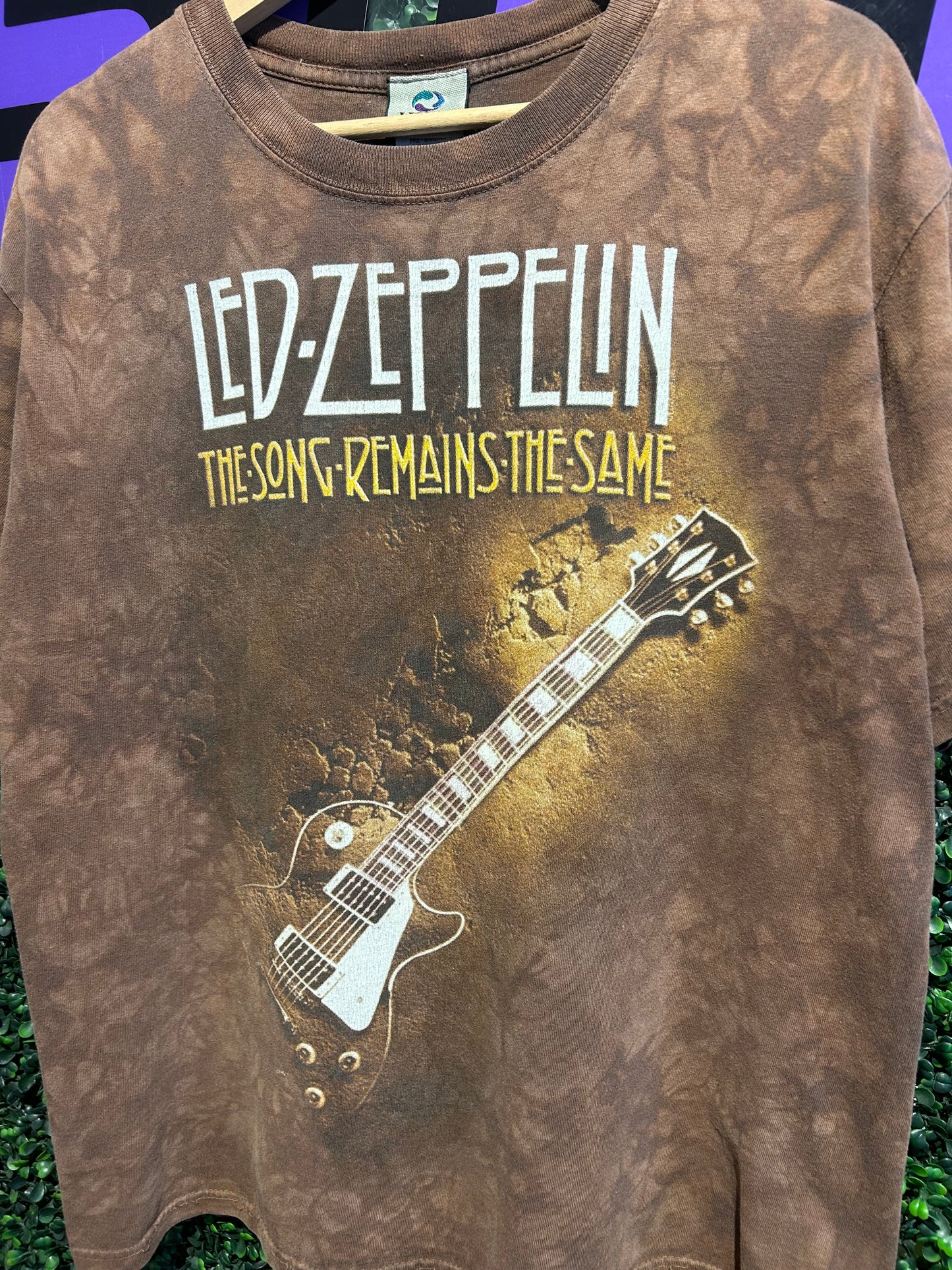 00s Led Zeppelin The Song Remains The Same Liquid Blue Tie-Dye T-Shirt. Size Medium