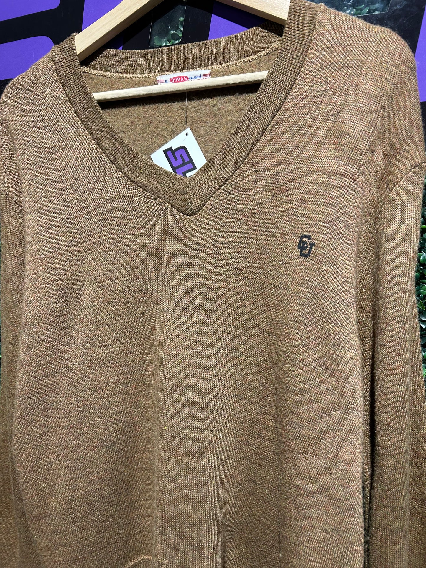 70s Colorado Buffaloes Champion Knit V-Neck Sweater. Size Medium