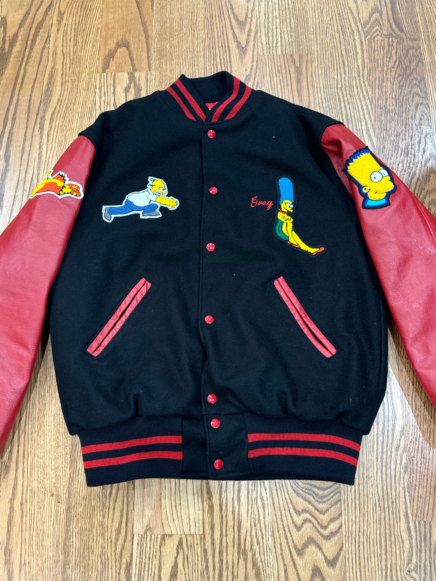 Vintage The Simpsons Cast and Crew Varsity Jacket Size Large fits Large/XL