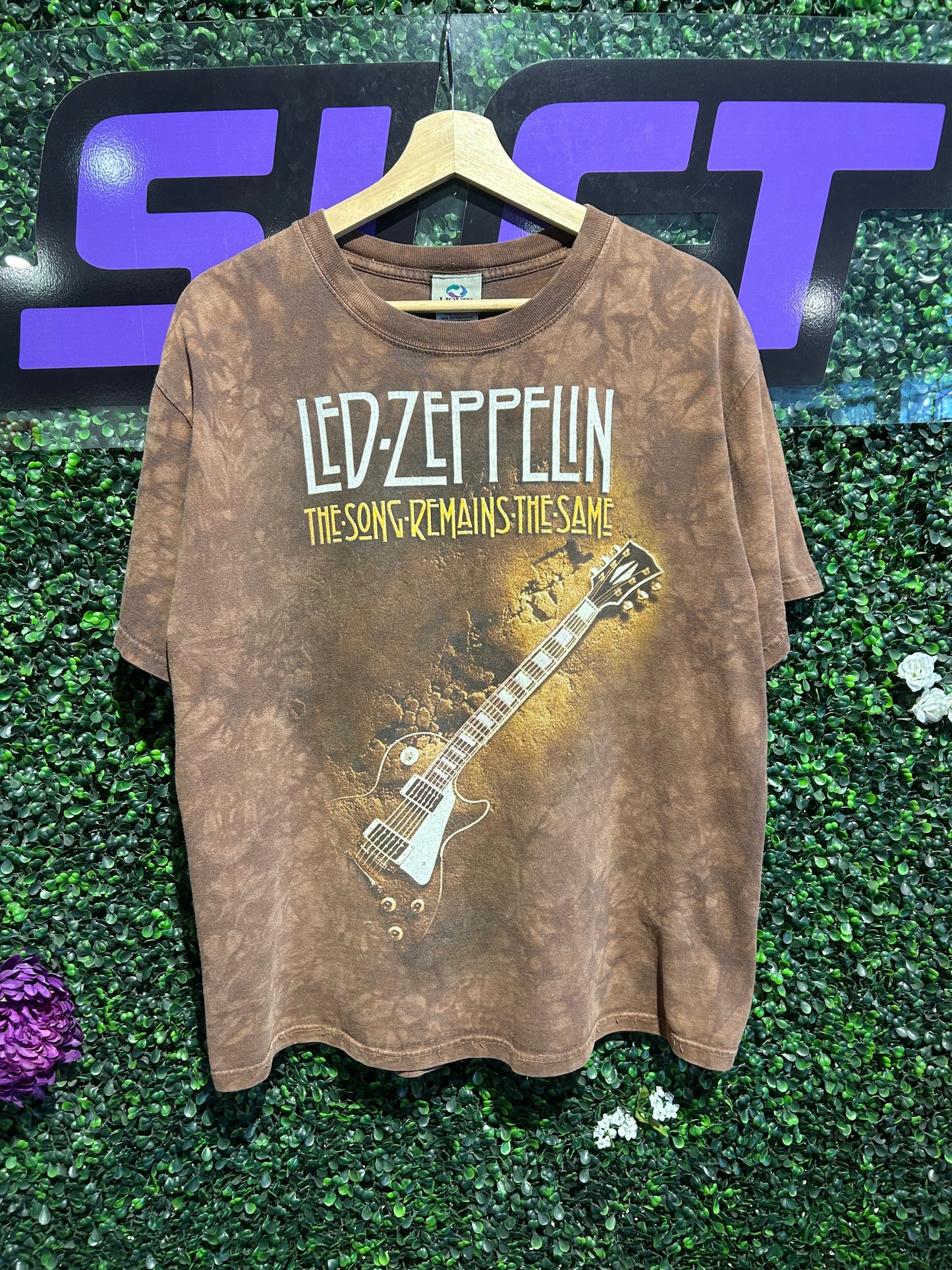 00s Led Zeppelin The Song Remains The Same Liquid Blue Tie-Dye T-Shirt. Size Medium