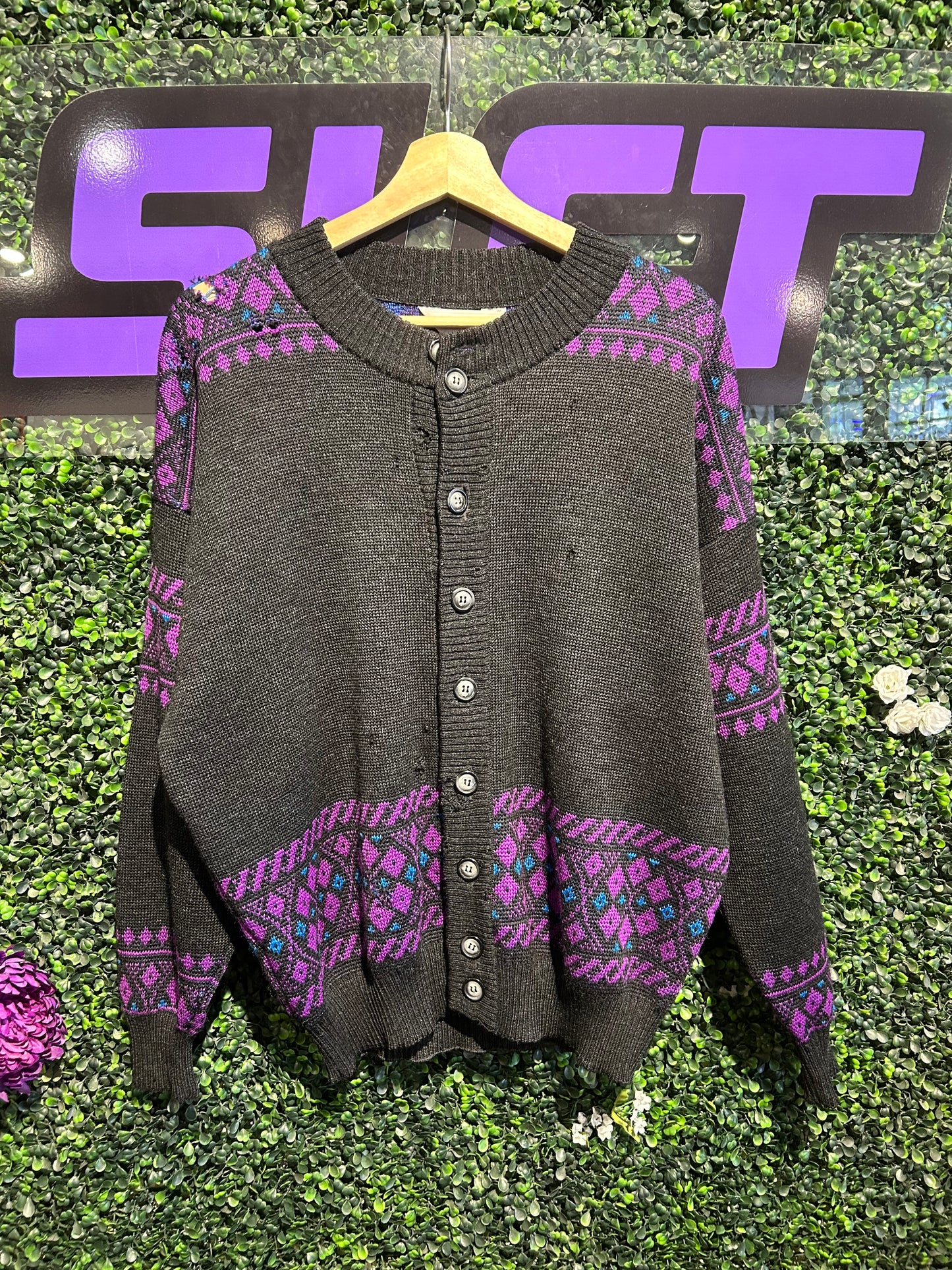 Vintage Steffnes Wool Button-Up Knit Sweater. Size M/L