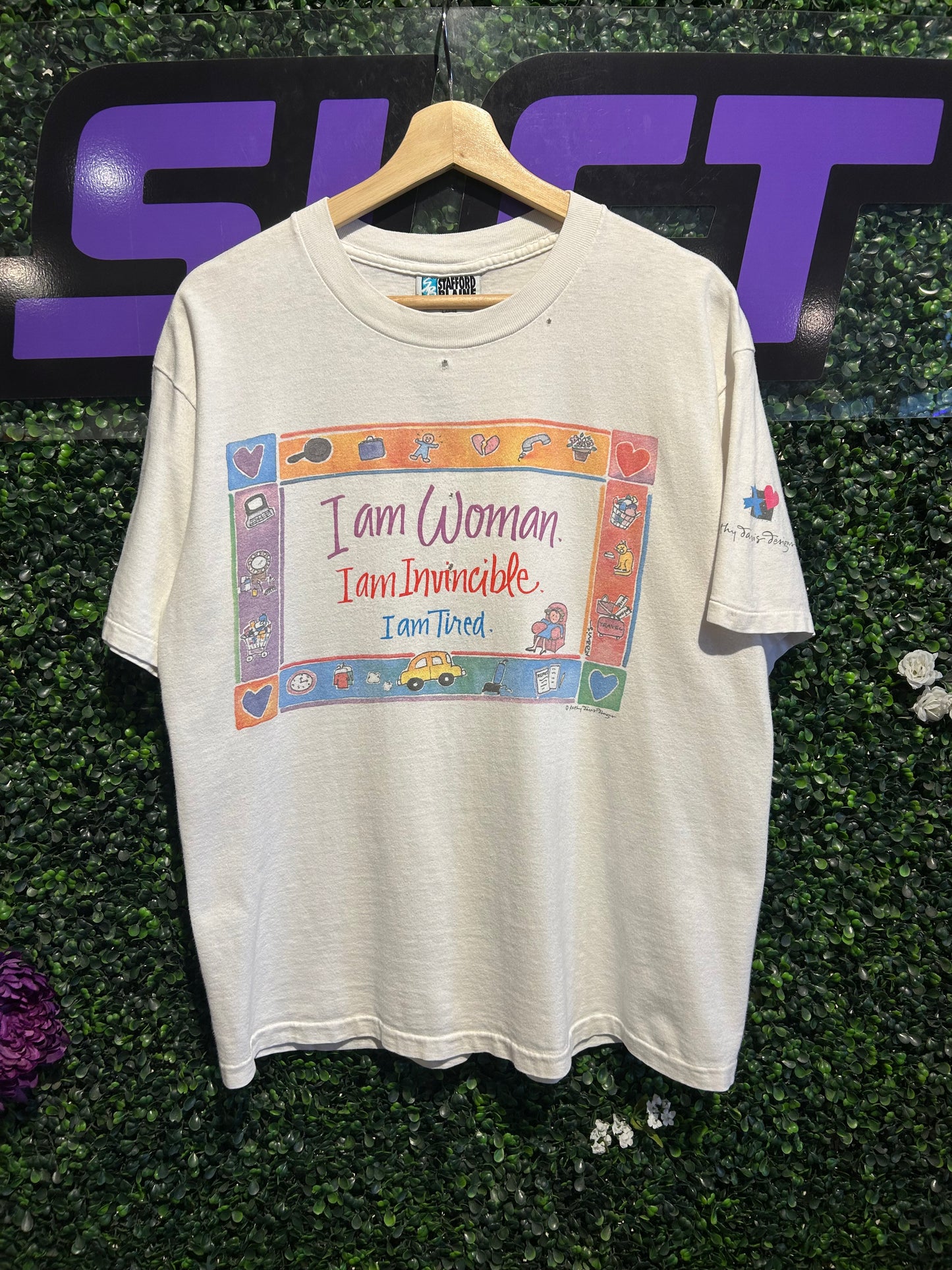 90s I Am Woman. I Am Invincible. I Am Tired T-Shirt. Size Large