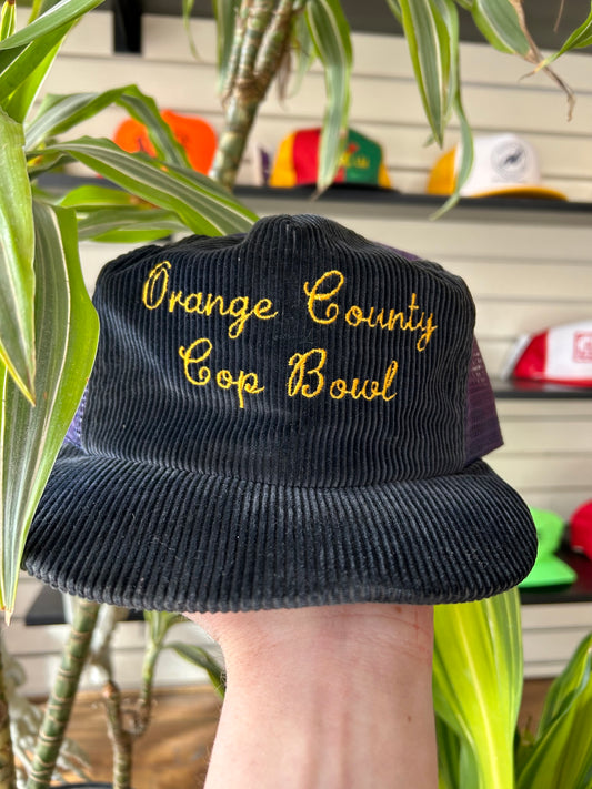 80s Orange County Cop Bowl Corduroy Trucker Hat