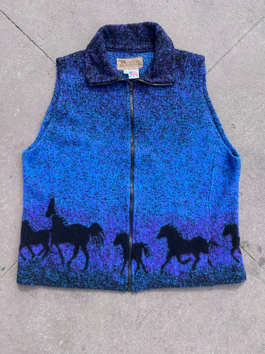 Vintage Bear Ridge Zip-Up Horse Fleece Vest. Size XL