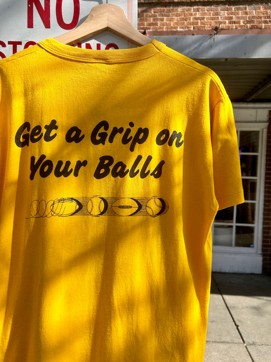 80s Neumann Get A Grip On Your Balls Russell T-Shirt. Size Large