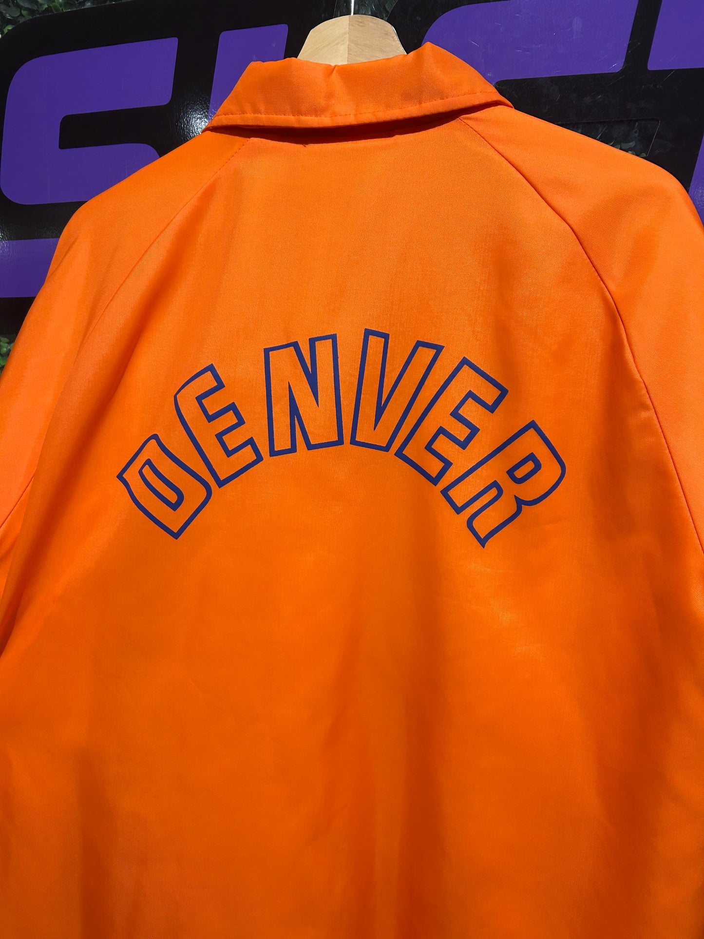 80s Denver Broncos Chalk-Line Button-Up Jacket. Size M/L