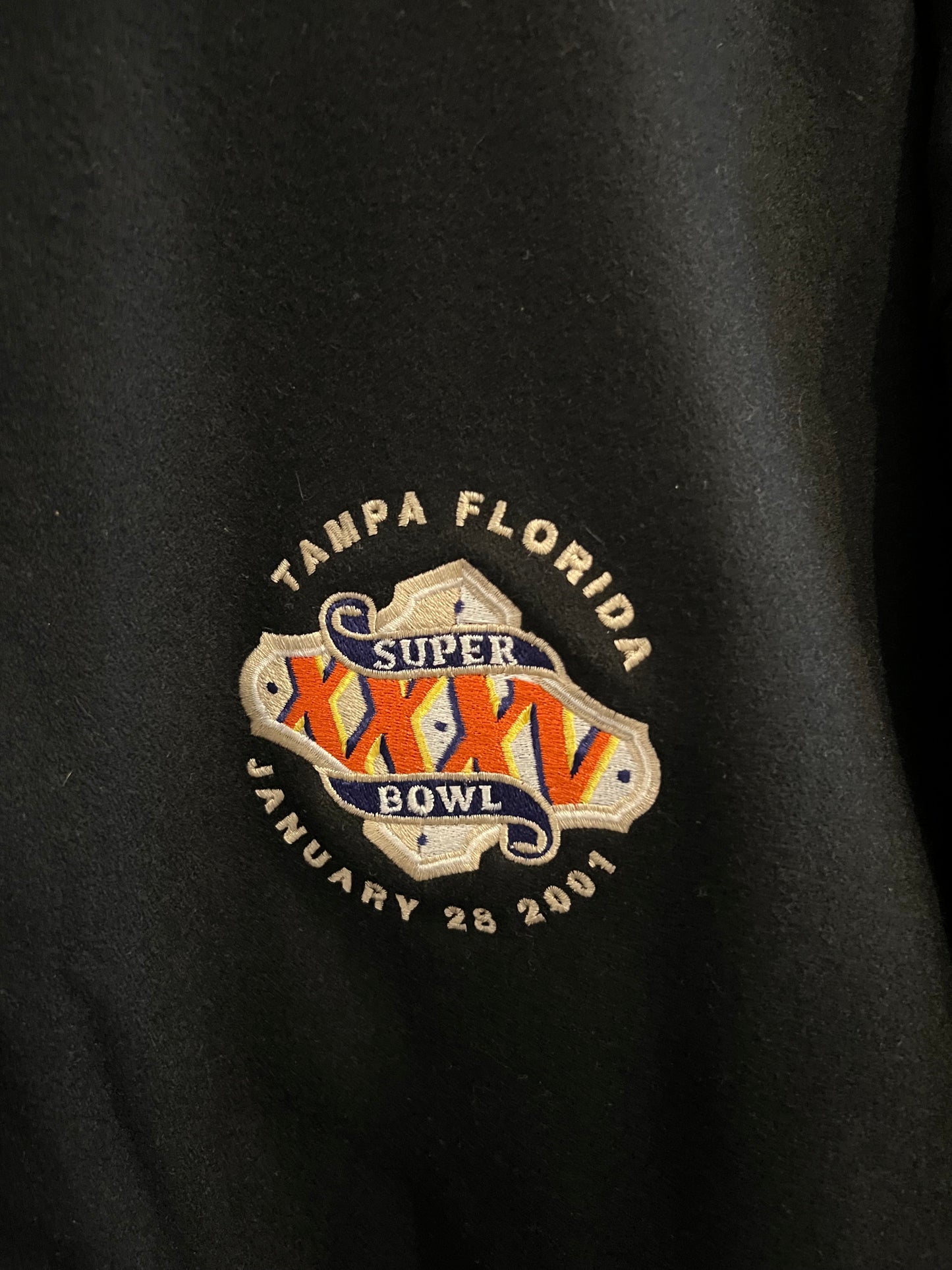 2001 Super Bowl 35 Letterman Jacket Size XL