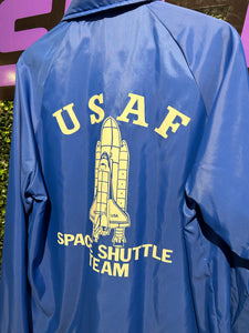 70s USAF Space Shuttle Team Collared Button-Up Jacket. Size M/L
