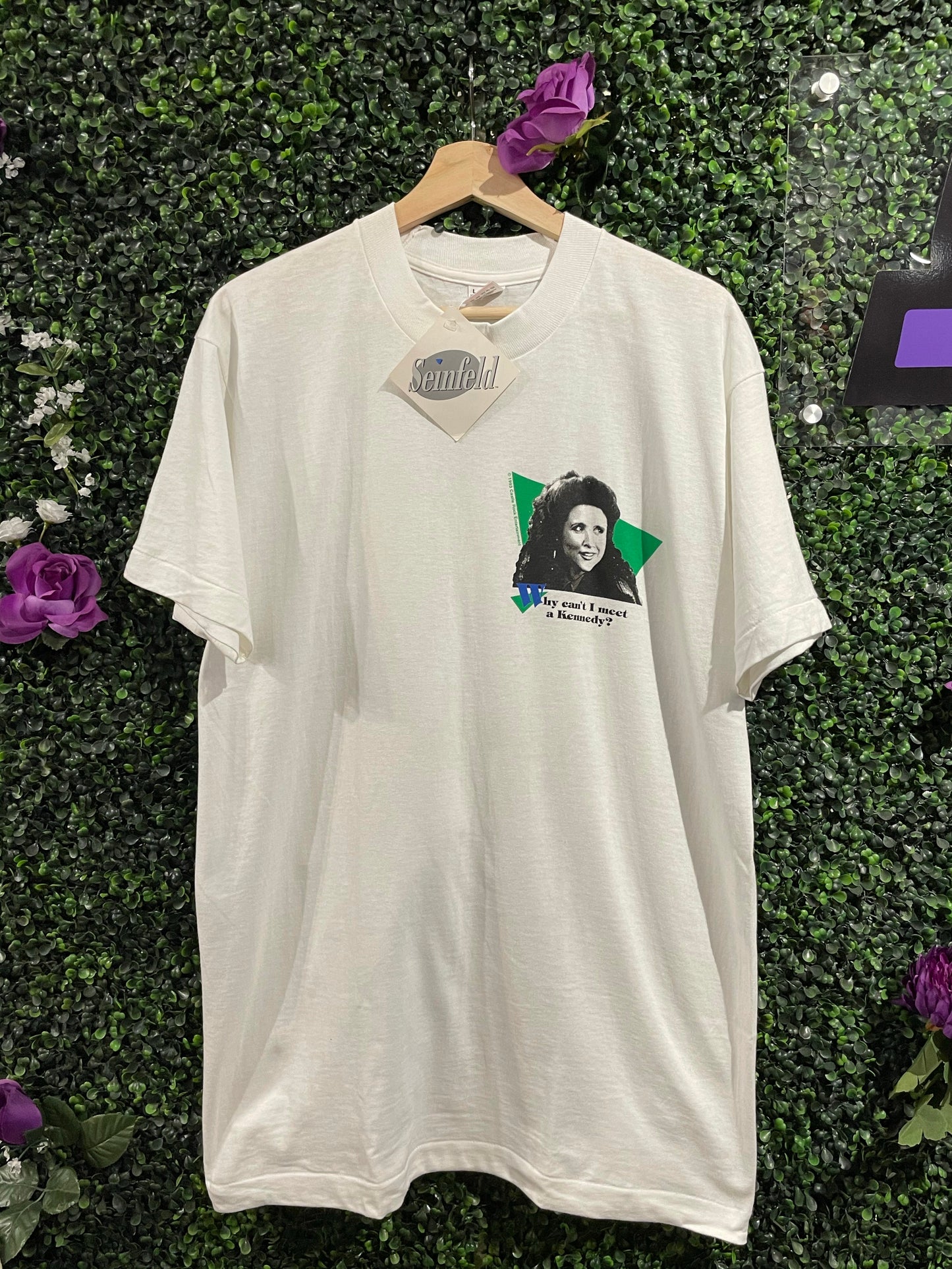 Vintage 1993 Seinfeld Elaine Why Can’t I meet a Kennedy T-Shirt DSWT Size L
