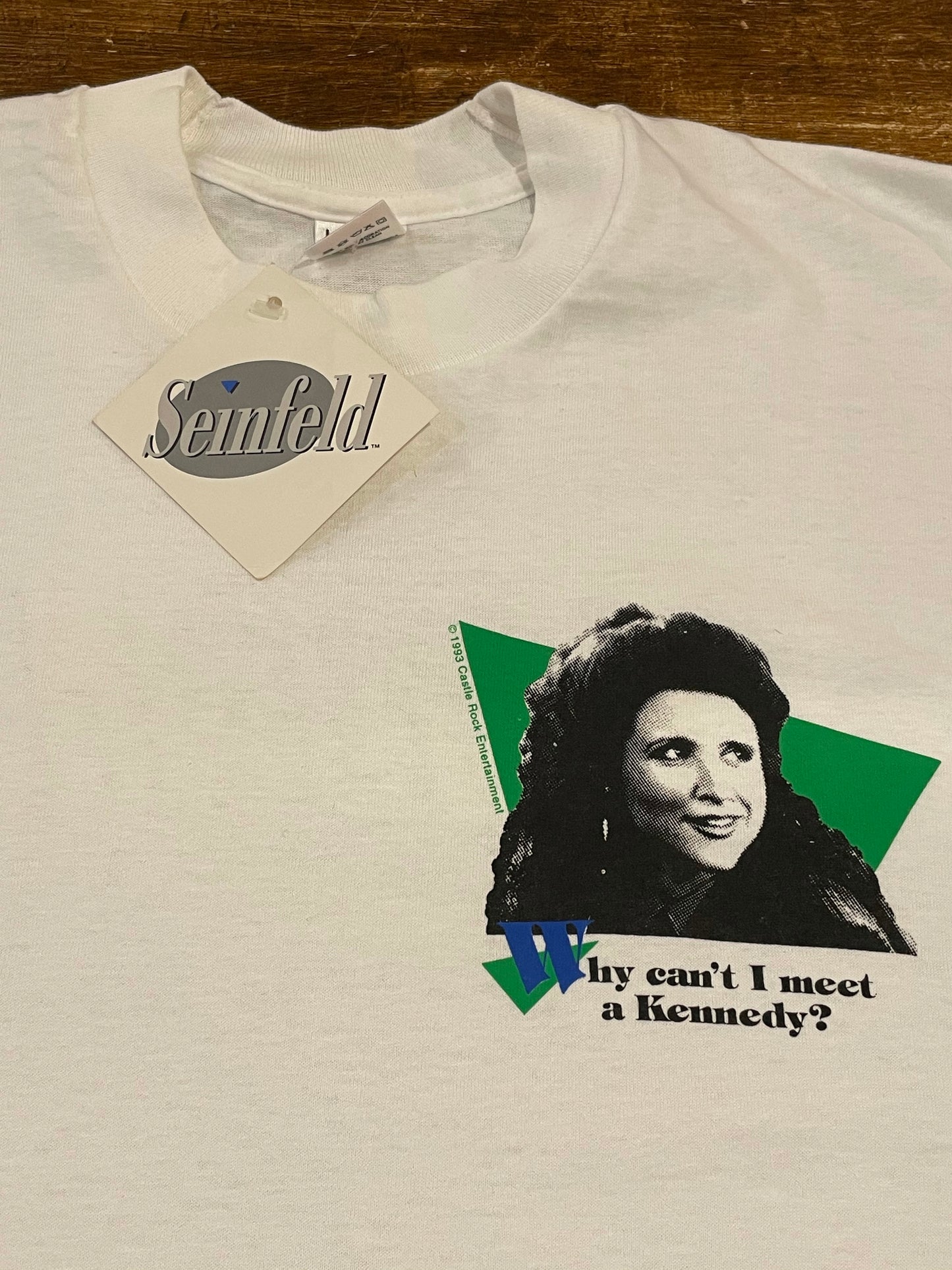 Vintage 1993 Seinfeld Elaine Why Can’t I meet a Kennedy T-Shirt DSWT Size L