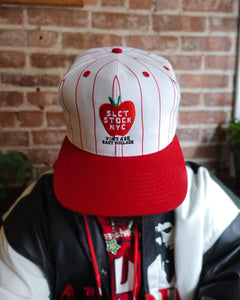 SLCT Stock NYC Souvenir Shop Snapback Hat in White/Red Pinstripe